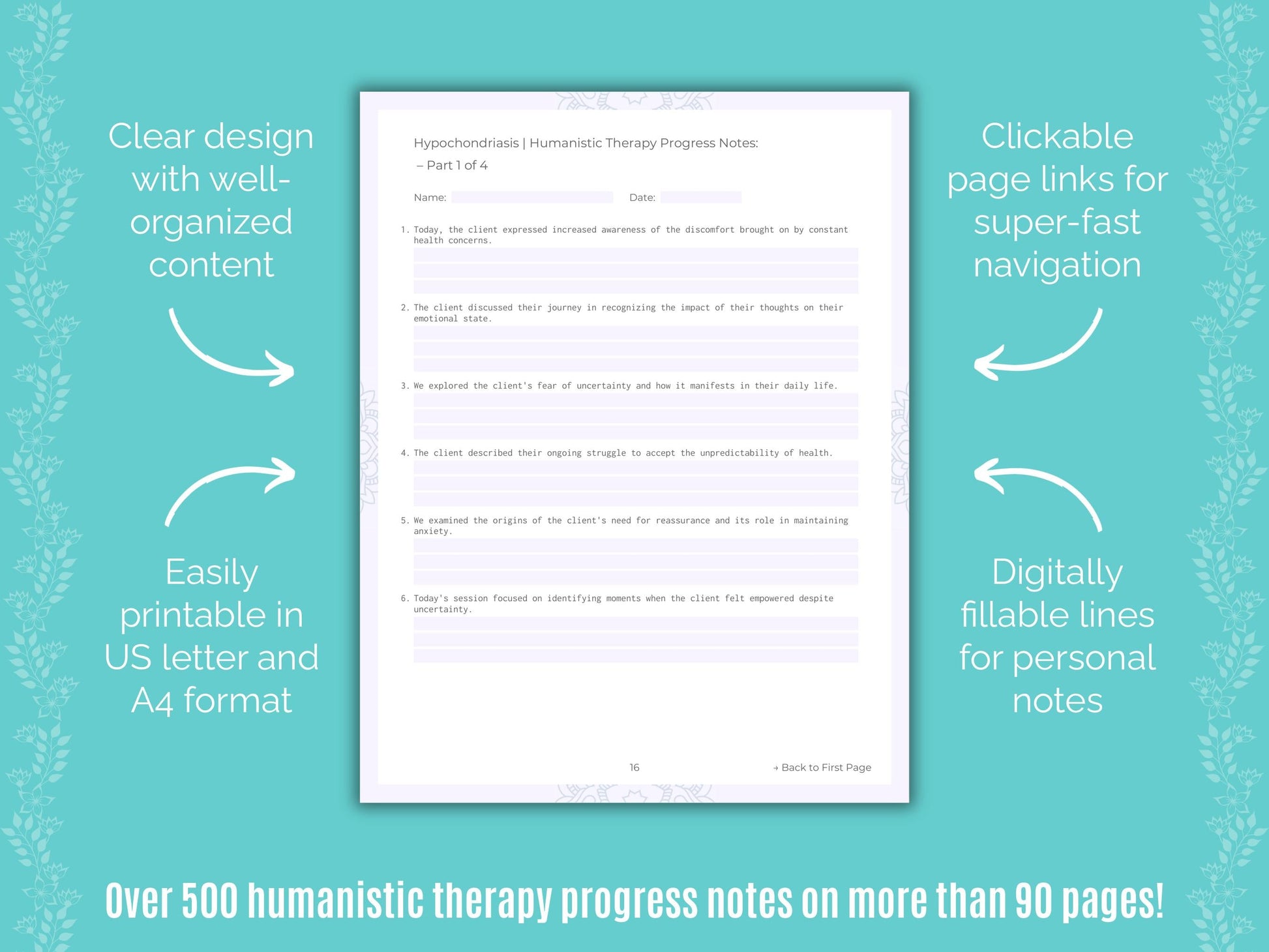 Hypochondriasis Humanistic Therapy Counseling Templates