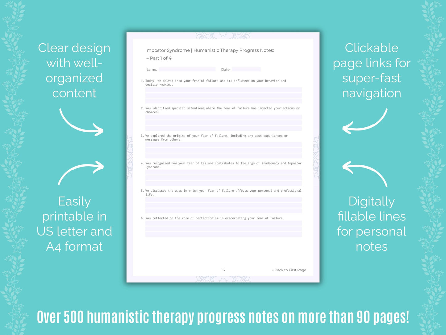 Impostor Syndrome Humanistic Therapy Counseling Templates