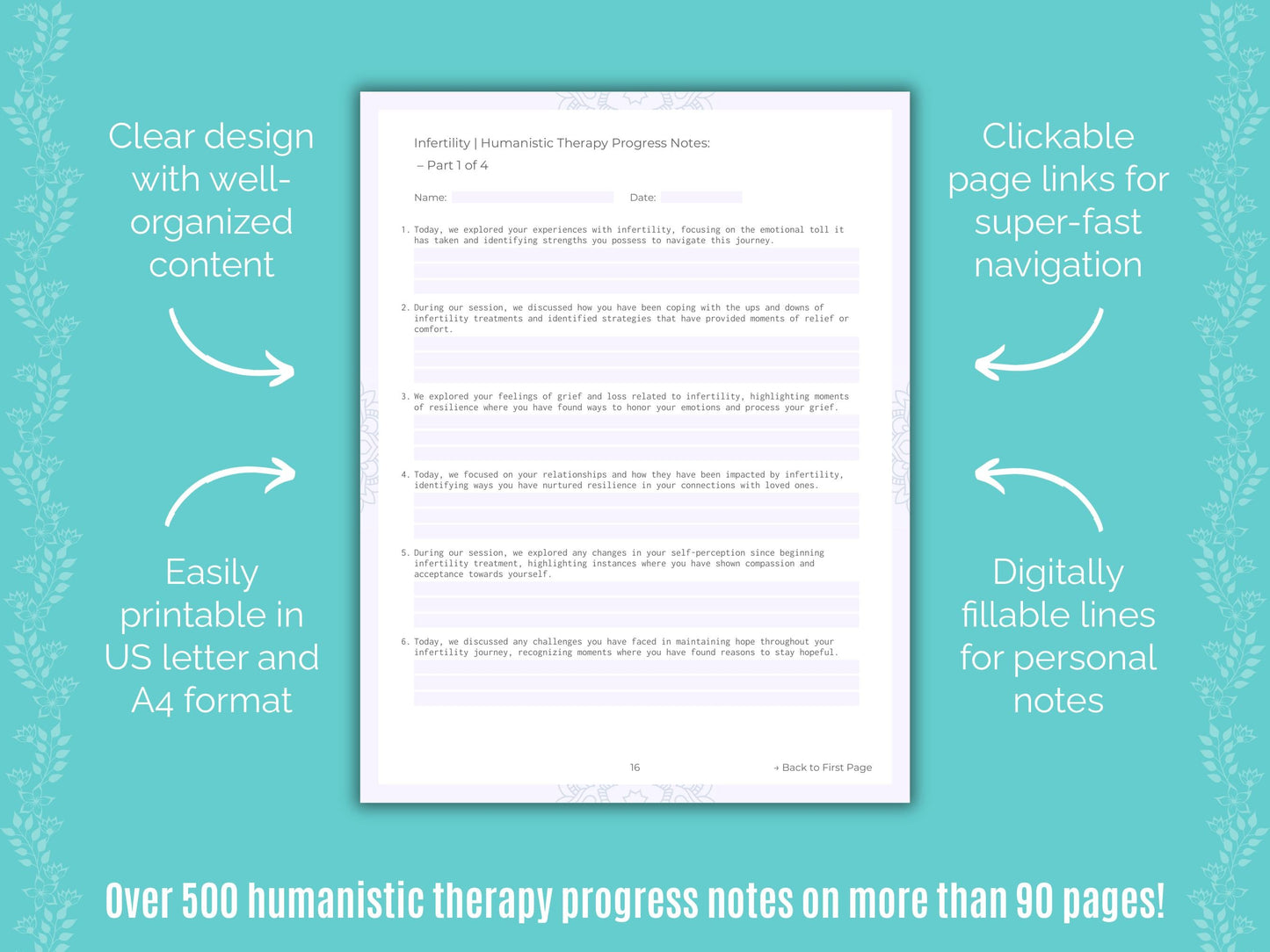 Infertility Humanistic Therapy Counseling Templates