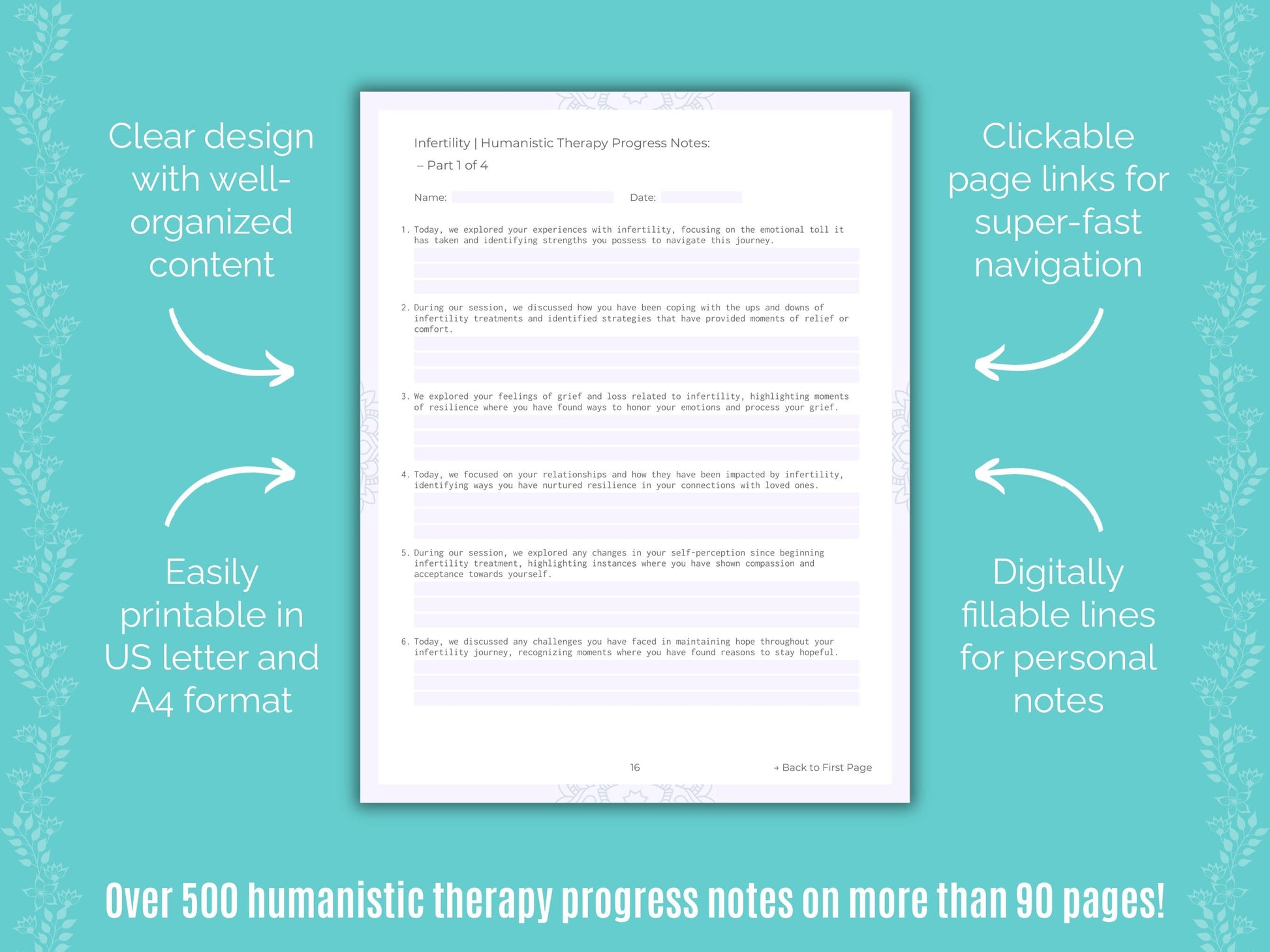 Infertility Humanistic Therapy Counseling Templates