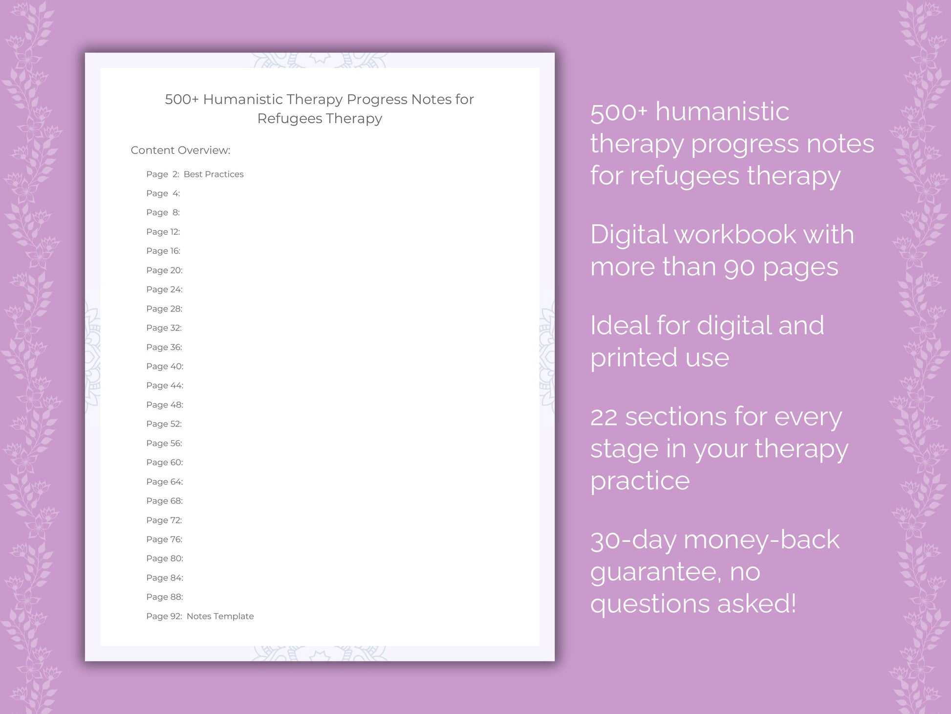 Refugees Humanistic Therapy Therapist Worksheets