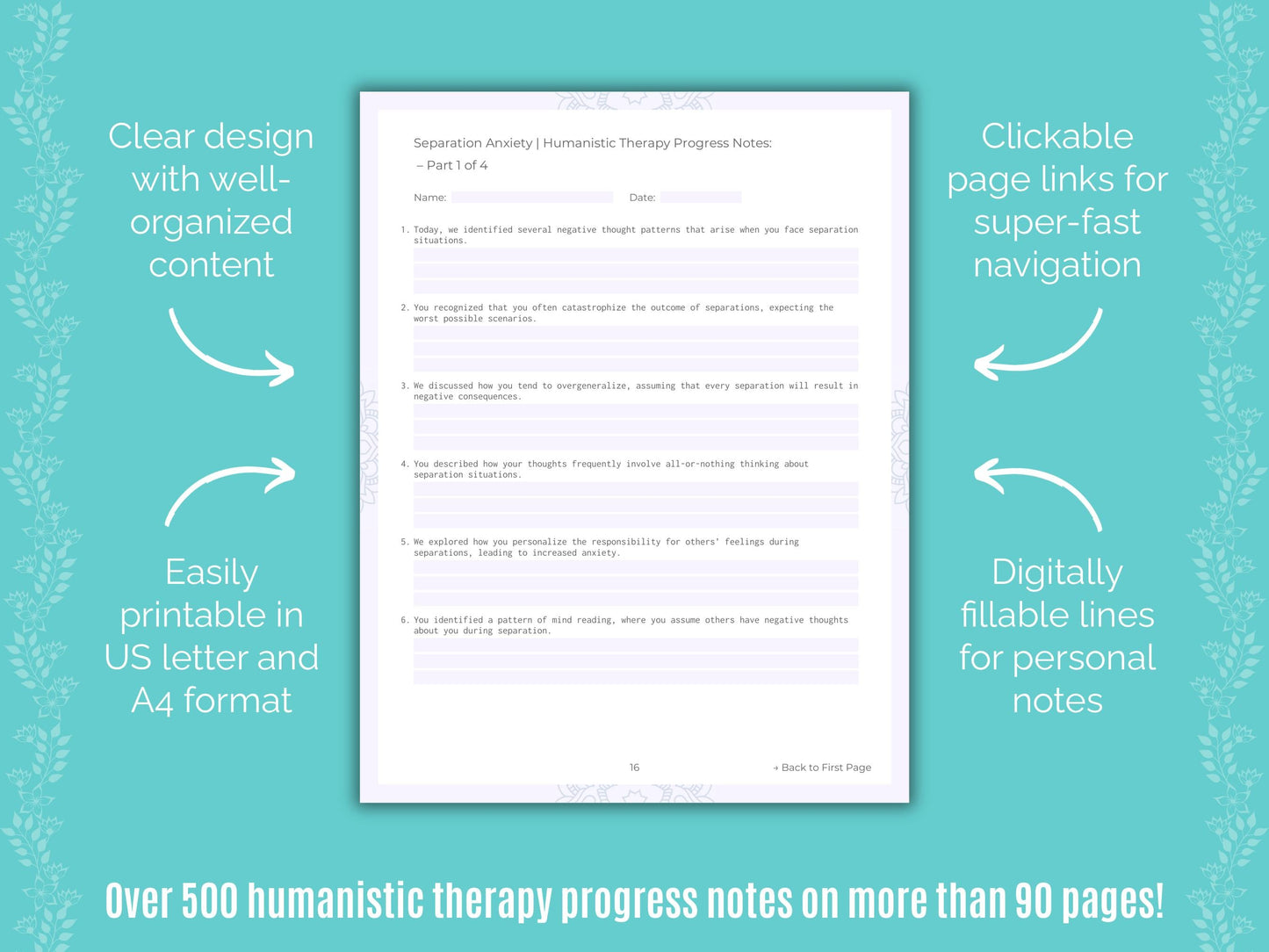 Separation Anxiety Humanistic Therapy Counseling Templates