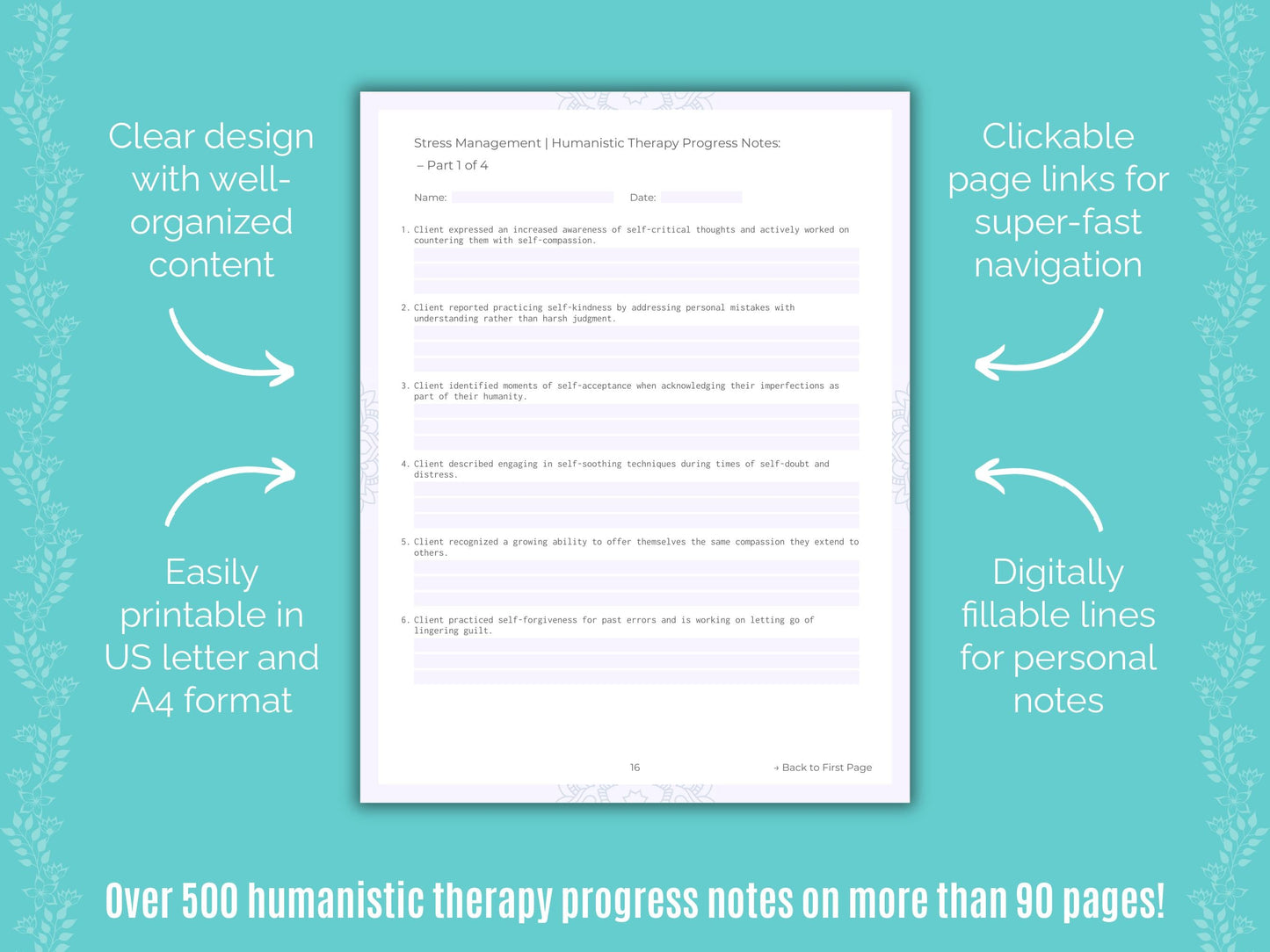 Stress Management Humanistic Therapy Counseling Templates