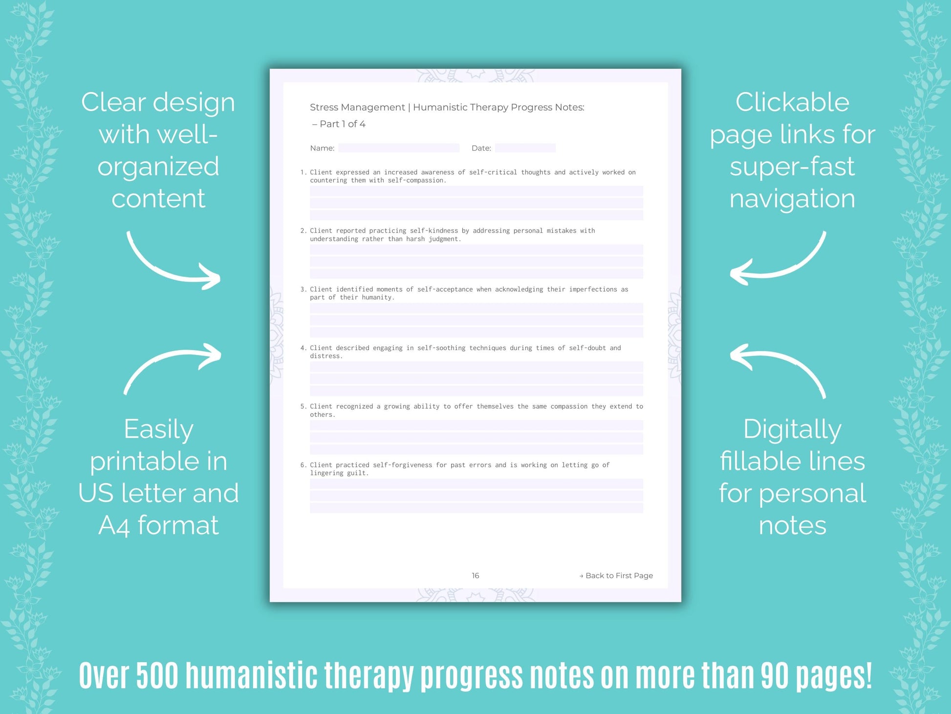 Stress Management Humanistic Therapy Counseling Templates