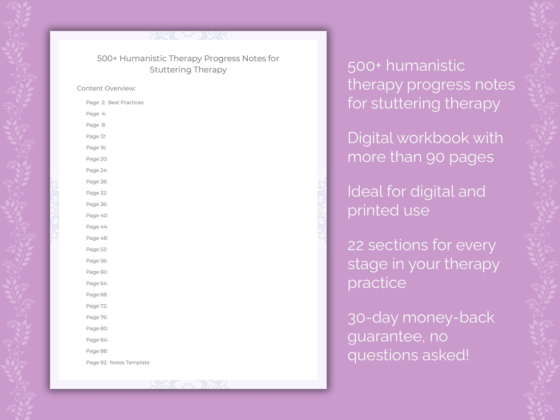 Stuttering Humanistic Therapy Therapist Worksheets