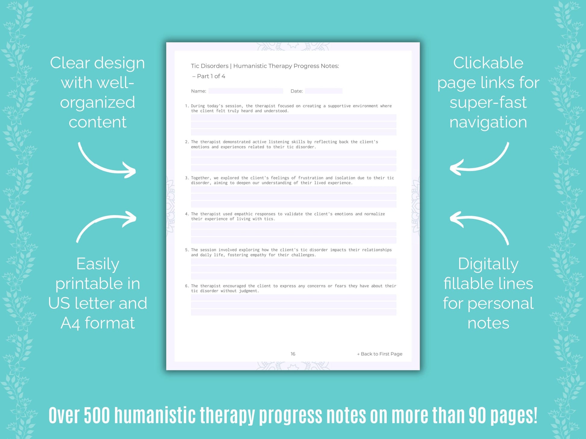 Tic Disorders Humanistic Therapy Counseling Templates