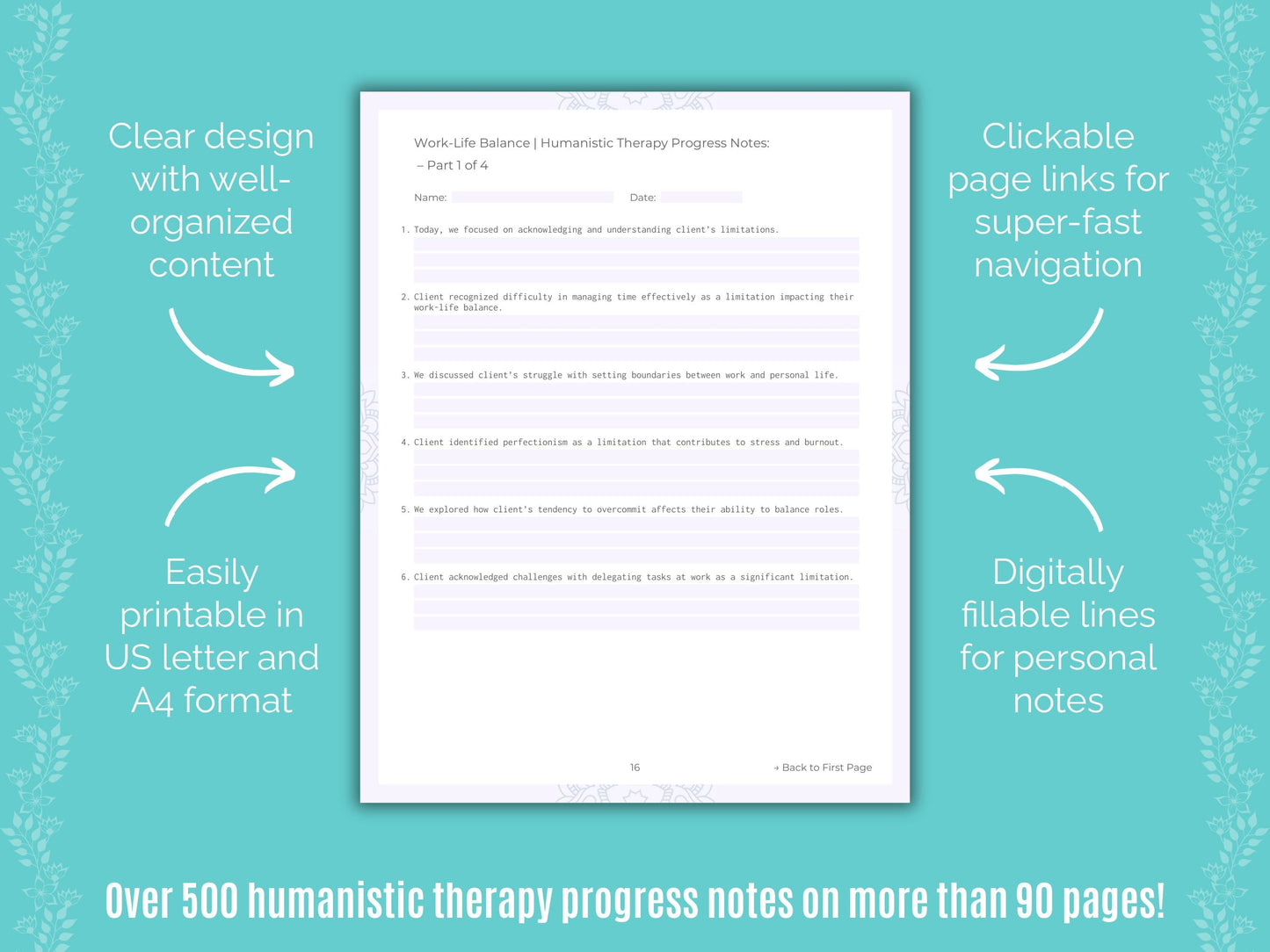 Work-Life Balance Humanistic Therapy Counseling Templates