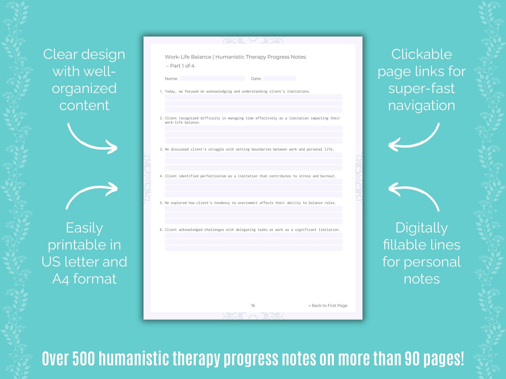 Work-Life Balance Humanistic Therapy Counseling Templates