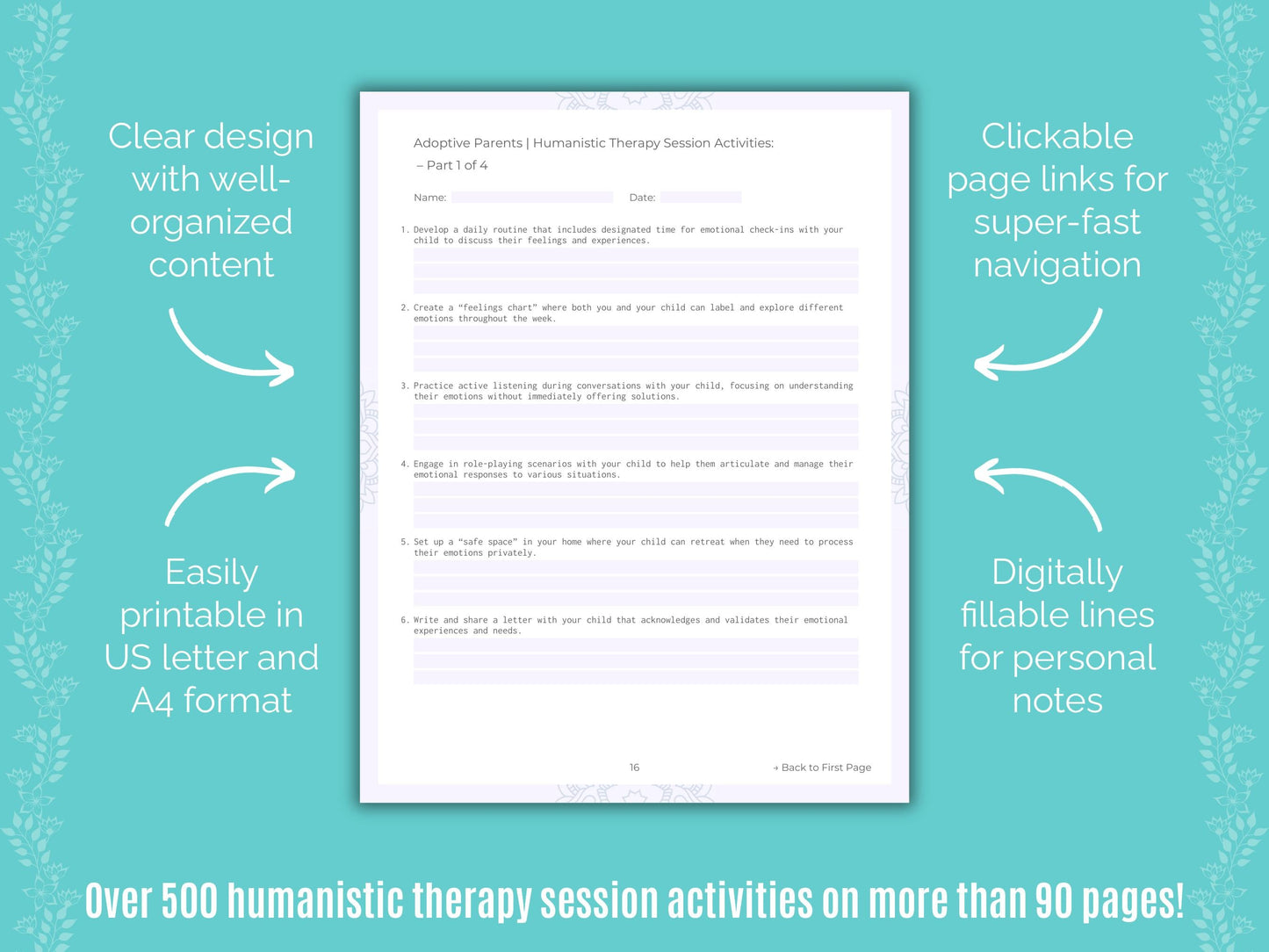 Adoptive Parents Humanistic Therapy Counseling Templates