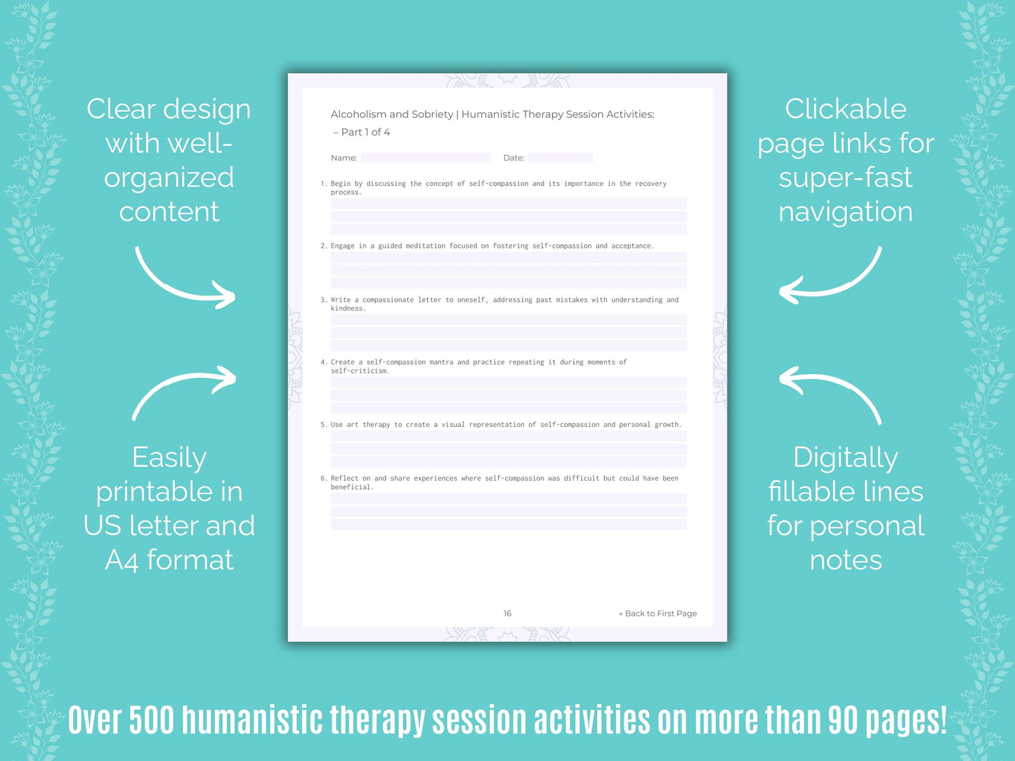 Alcoholism and Sobriety Humanistic Therapy Counseling Templates