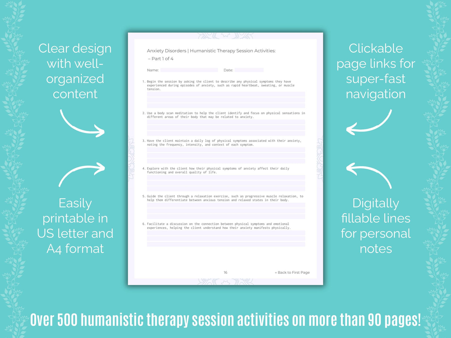 Anxiety Disorders Humanistic Therapy Counseling Templates