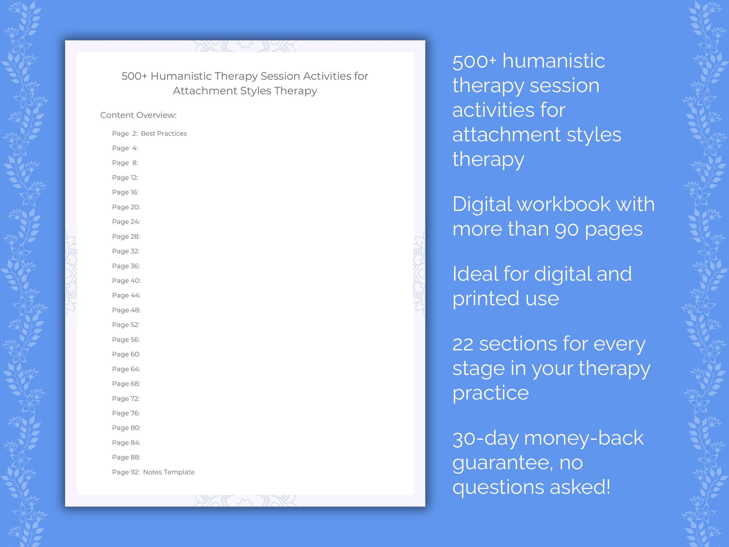 Attachment Styles Humanistic Therapy Therapist Worksheets