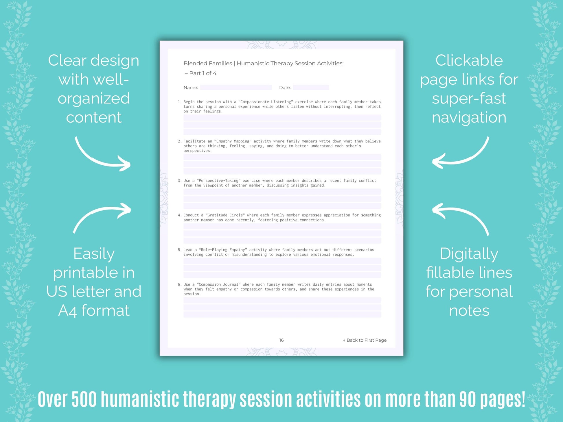 Blended Families Humanistic Therapy Counseling Templates