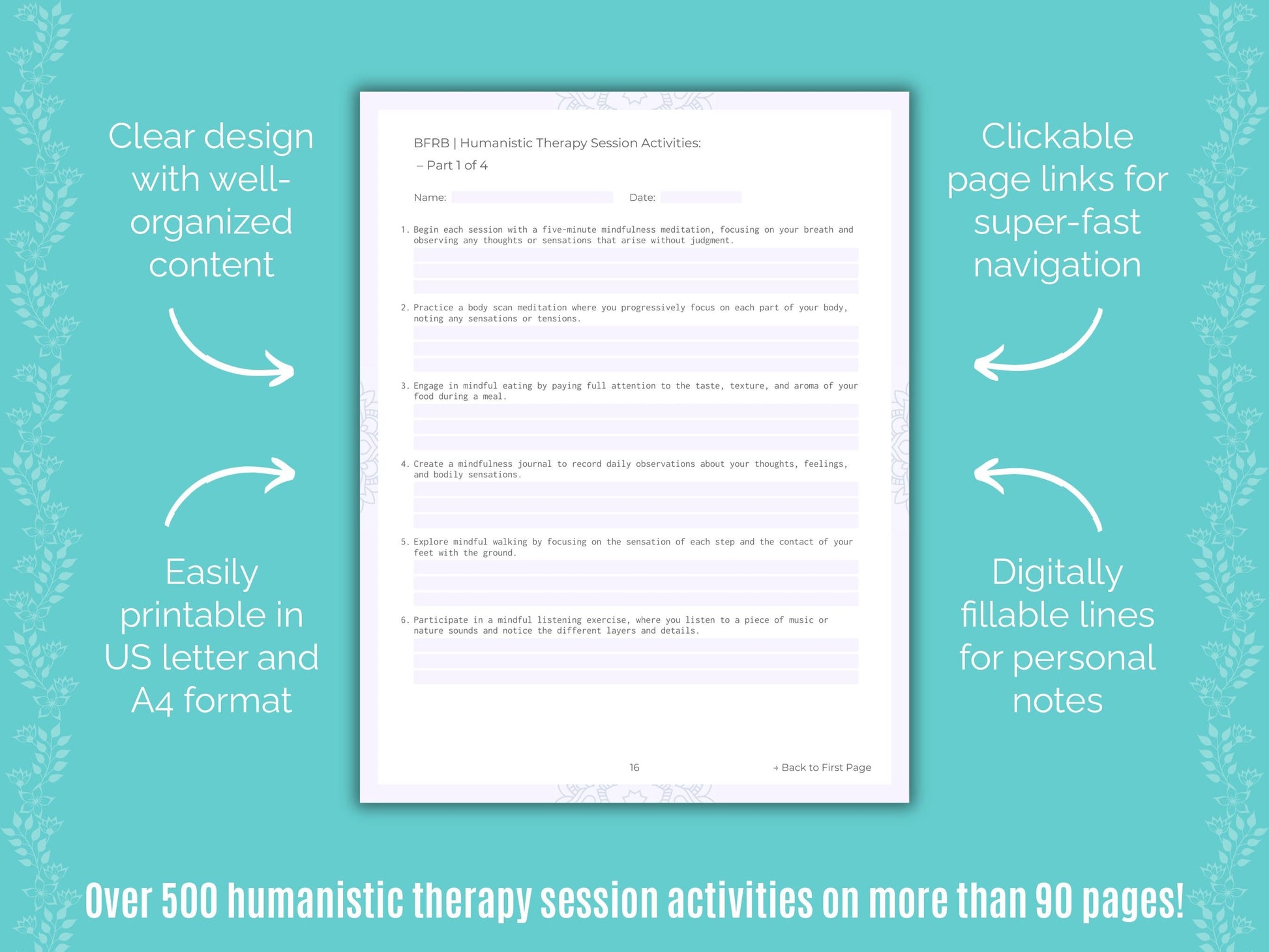 Body-Focused Repetitive Behavior (BFRB) Humanistic Therapy Counseling Templates