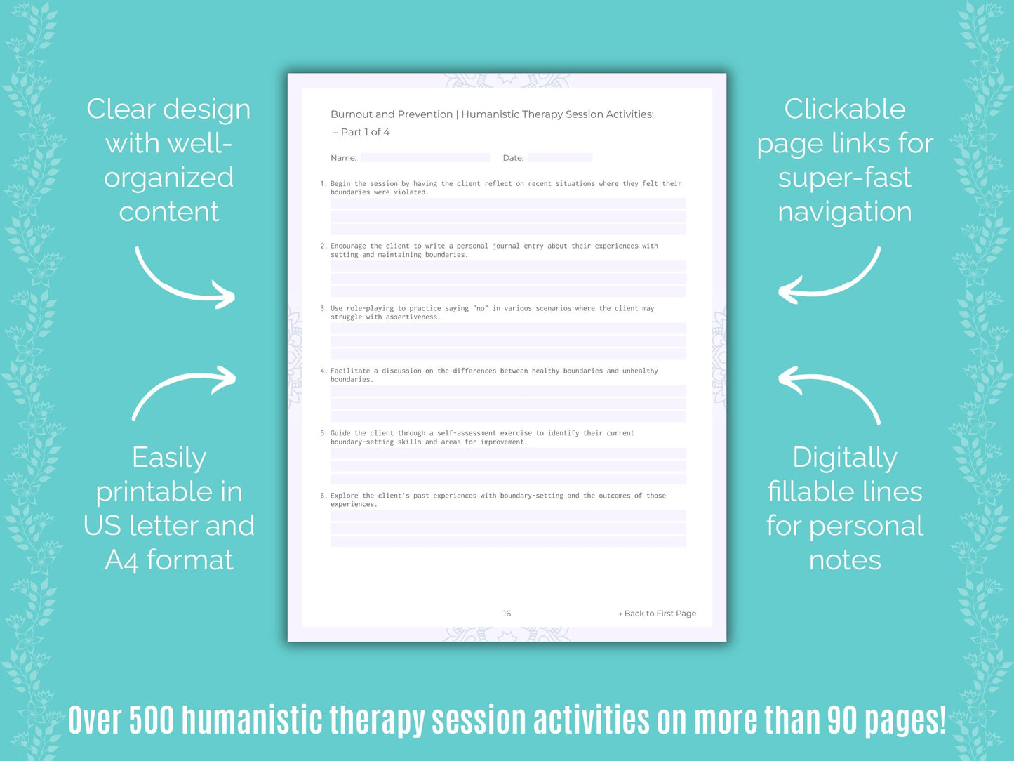 Burnout and Prevention Humanistic Therapy Counseling Templates