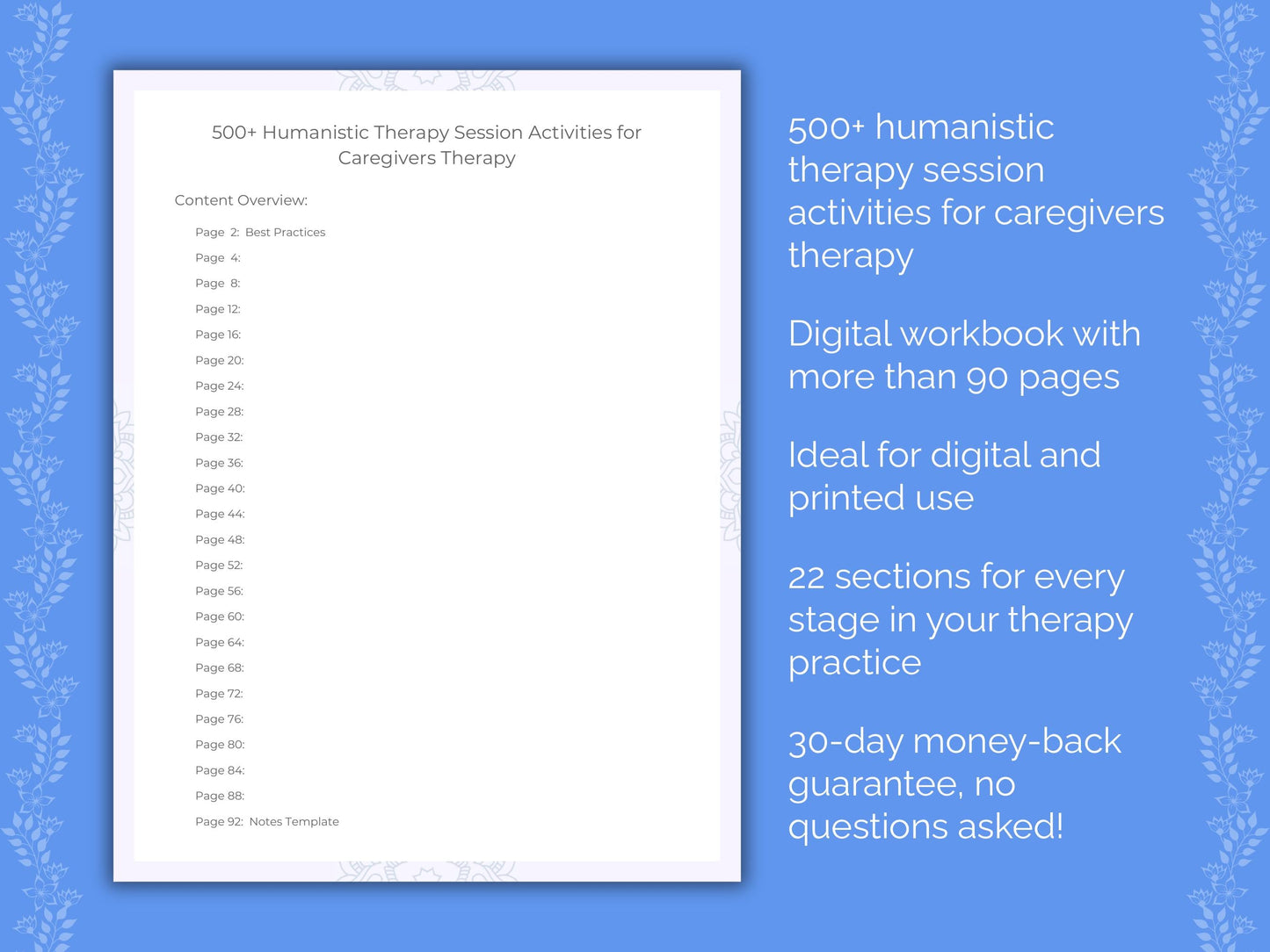 Caregivers Humanistic Therapy Therapist Worksheets