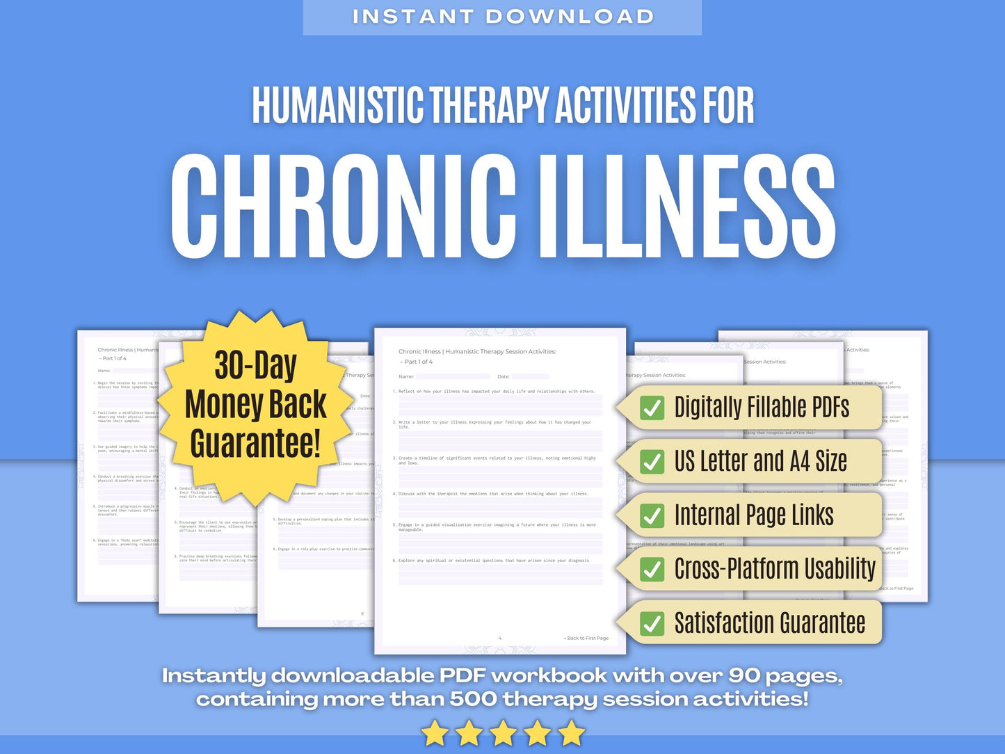 Chronic Illness Humanistic Therapy Psychology Workbooks