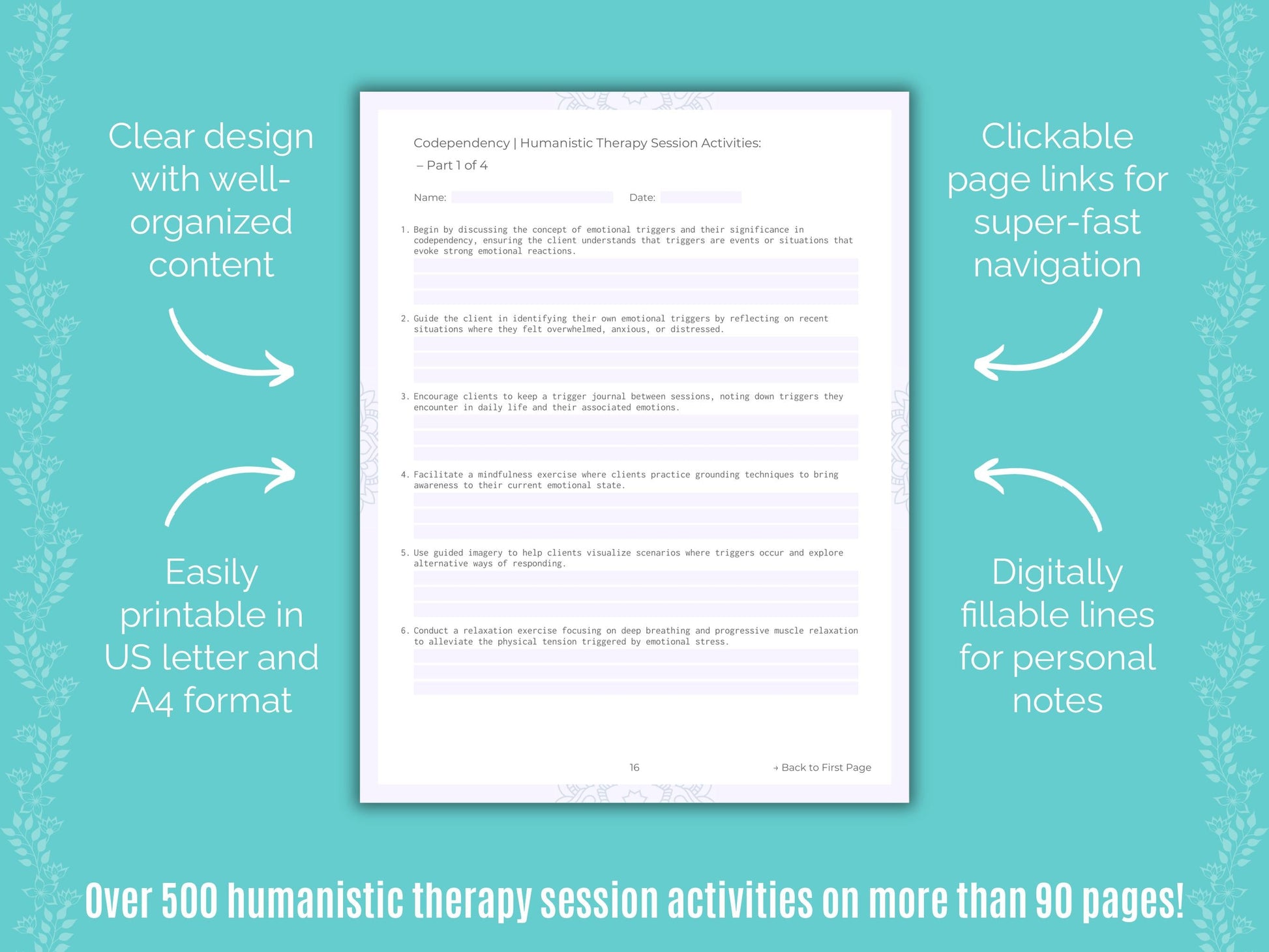 Codependency Humanistic Therapy Counseling Templates