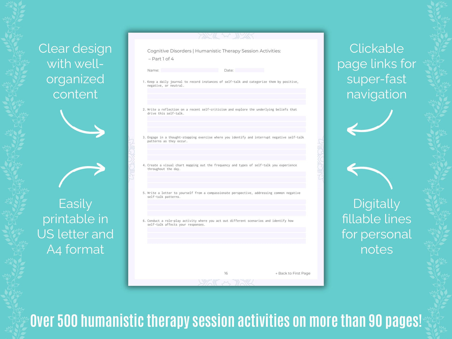 Cognitive Disorders Humanistic Therapy Counseling Templates