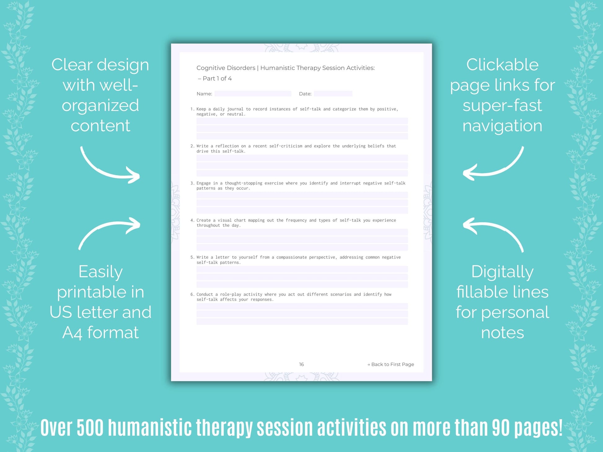 Cognitive Disorders Humanistic Therapy Counseling Templates