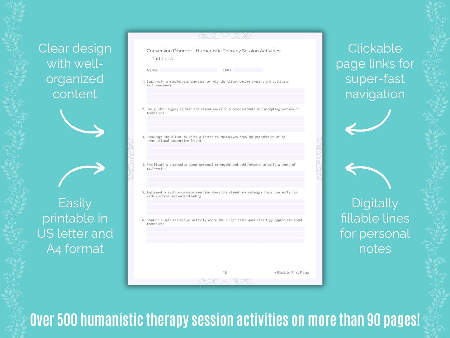 Conversion Disorder Humanistic Therapy Counseling Templates