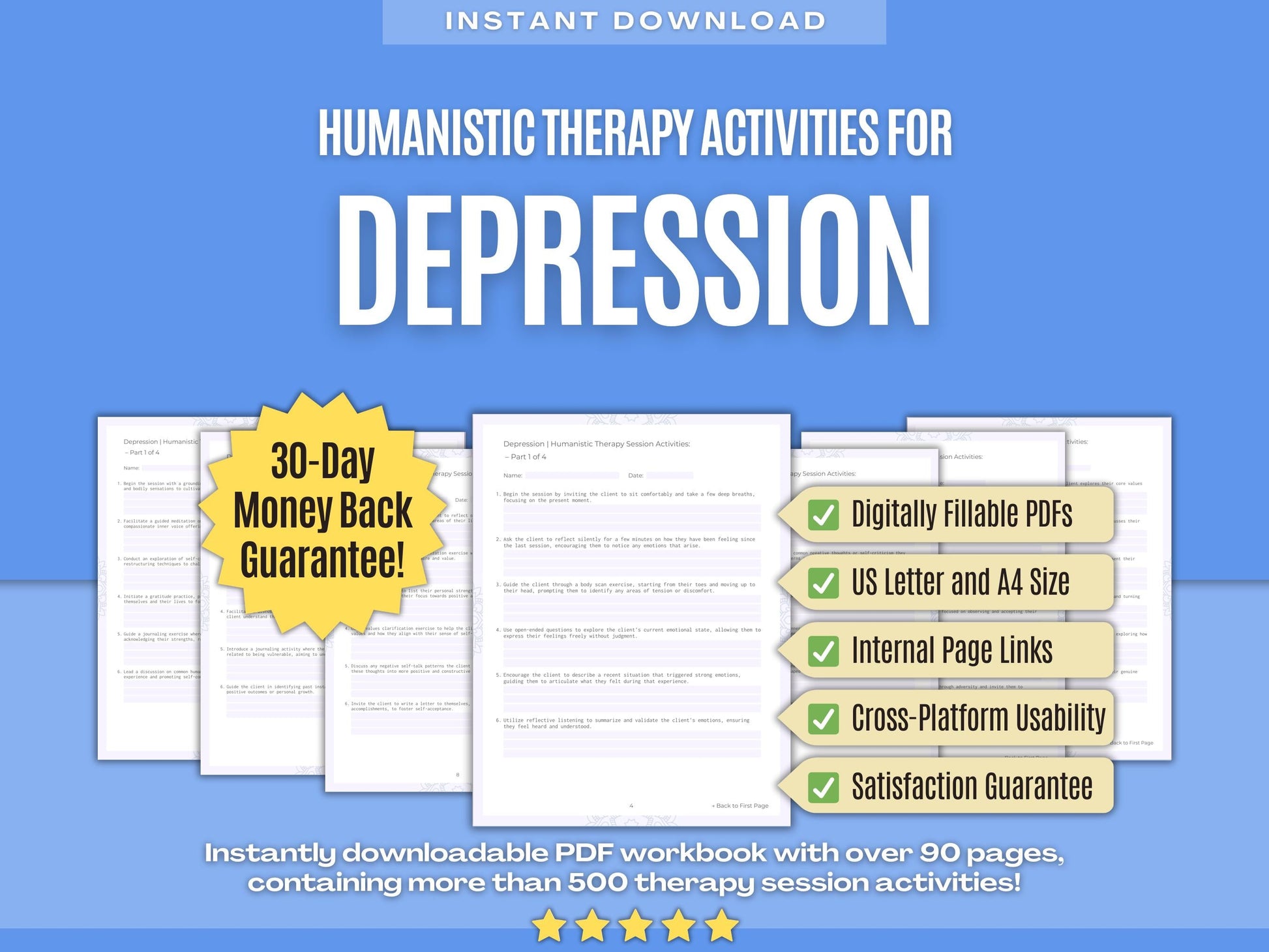 Depression Humanistic Therapy Psychology Workbooks