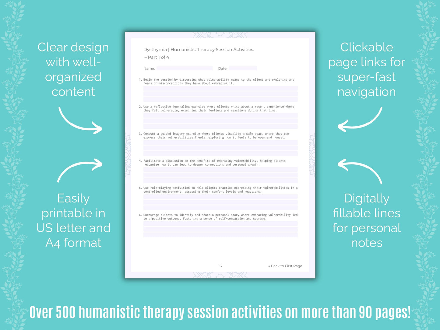 Dysthymia Humanistic Therapy Counseling Templates