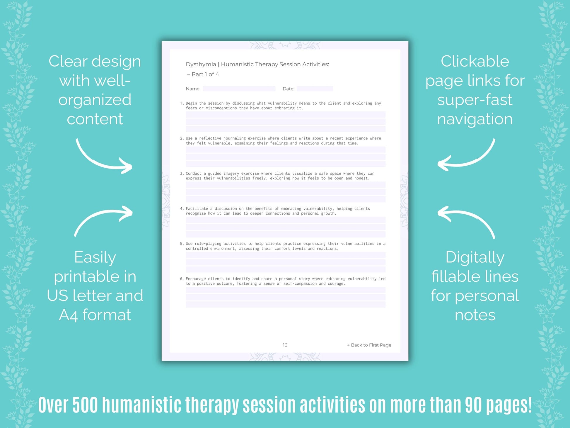 Dysthymia Humanistic Therapy Counseling Templates