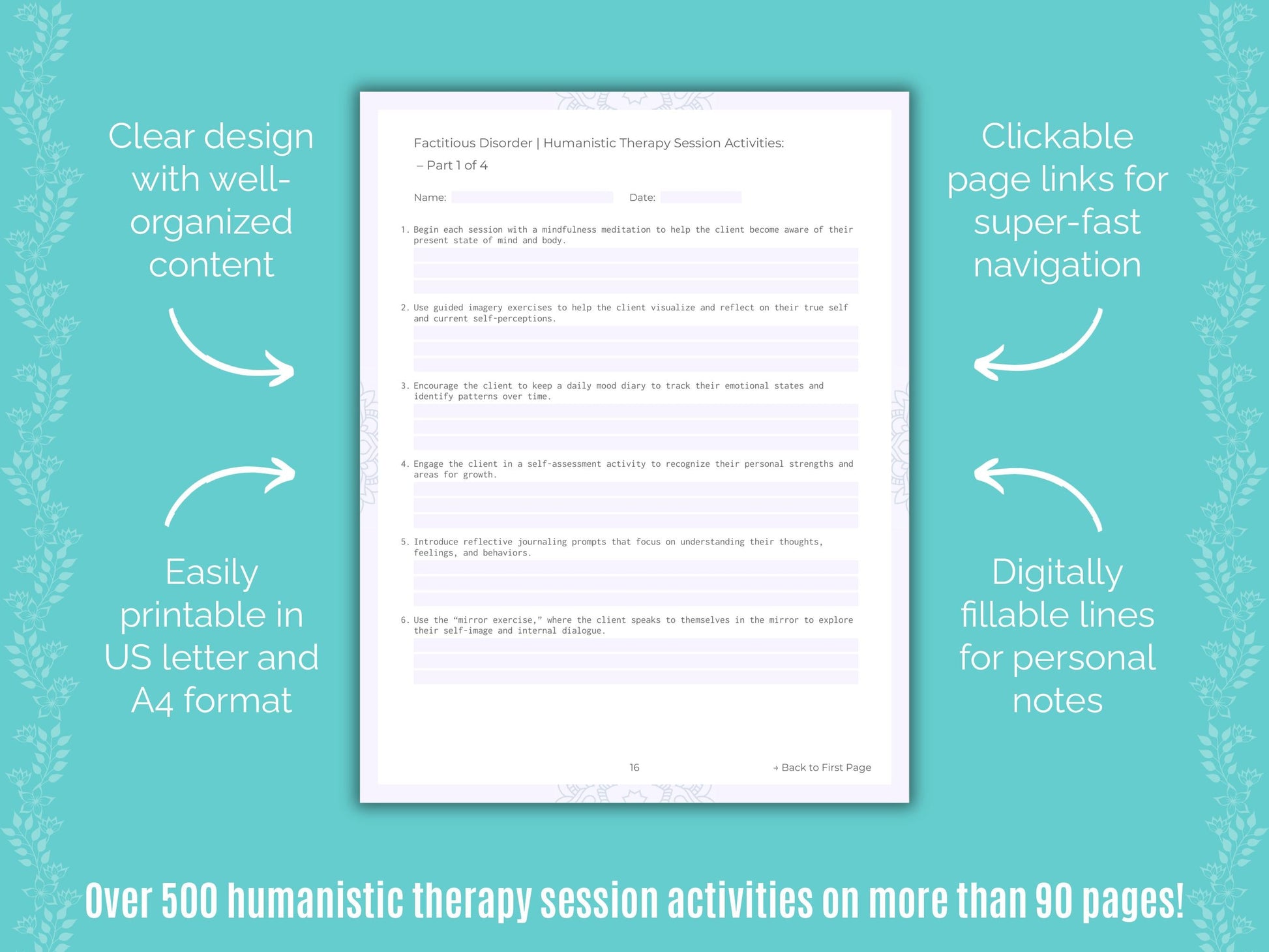 Factitious Disorder Humanistic Therapy Counseling Templates