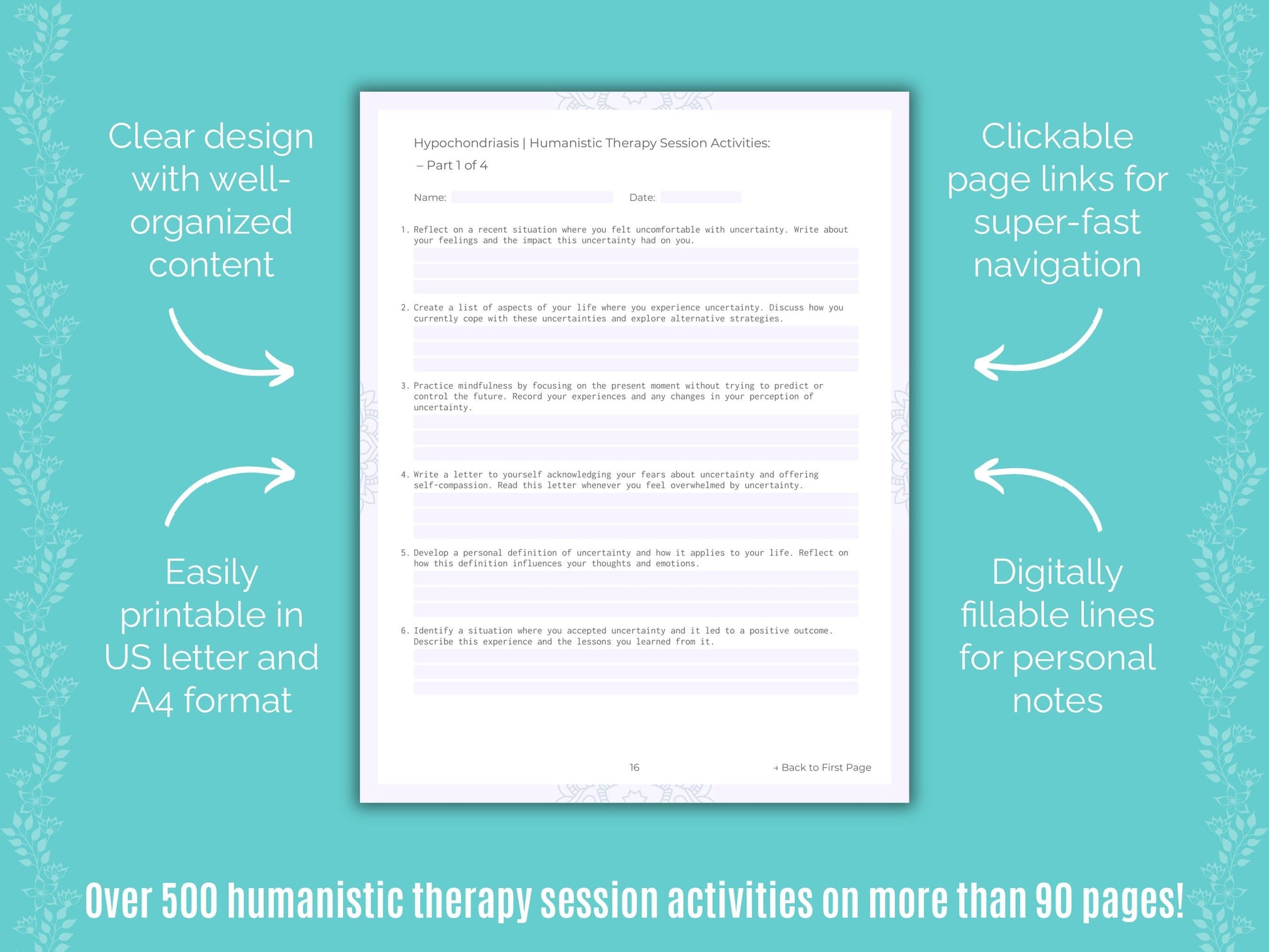 Hypochondriasis Humanistic Therapy Counseling Templates