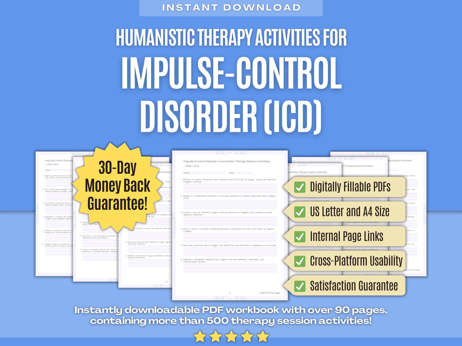 Impulse-Control Disorder (ICD) Humanistic Therapy Psychology Workbooks