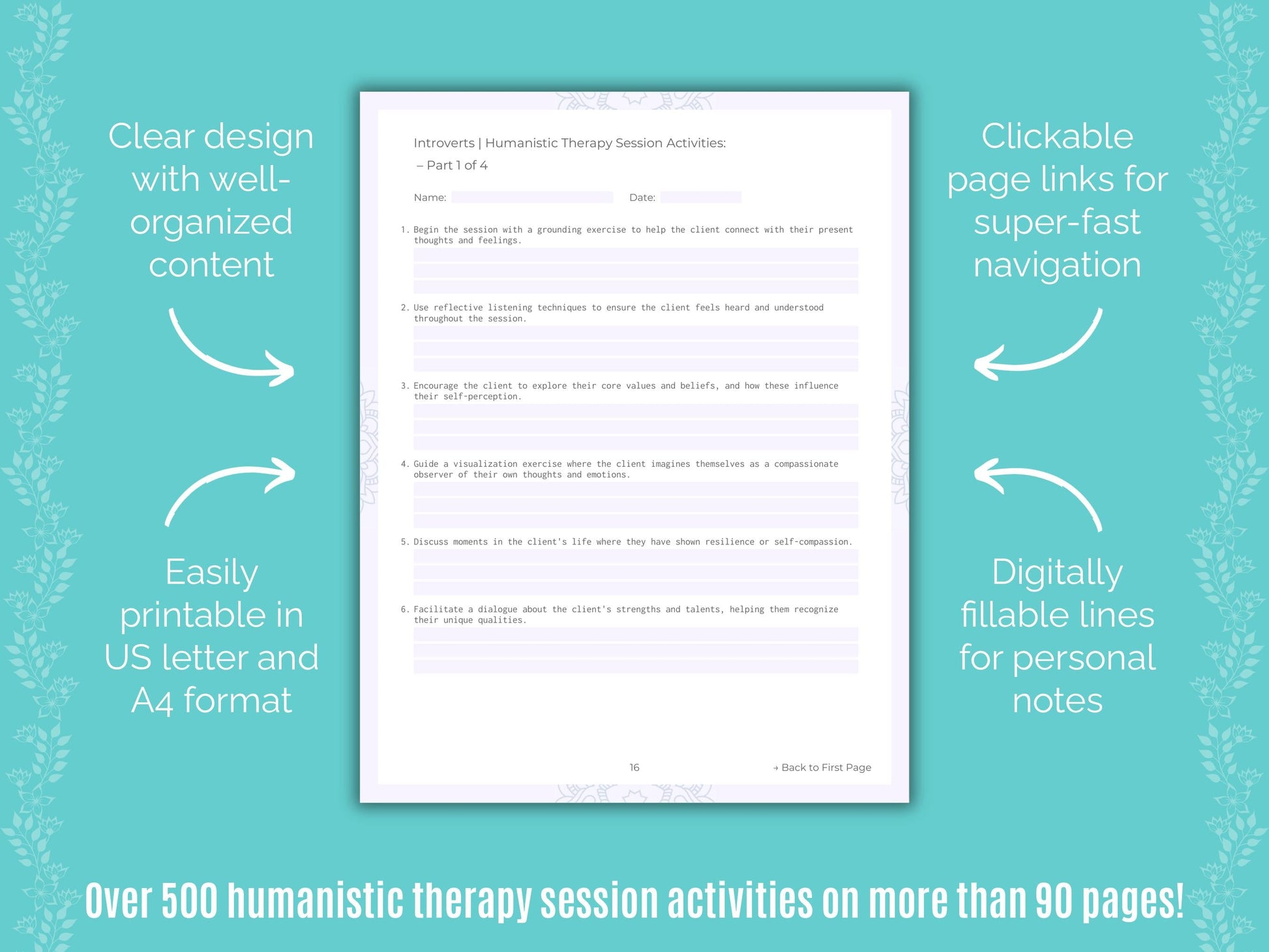 Introversion Humanistic Therapy Counseling Templates