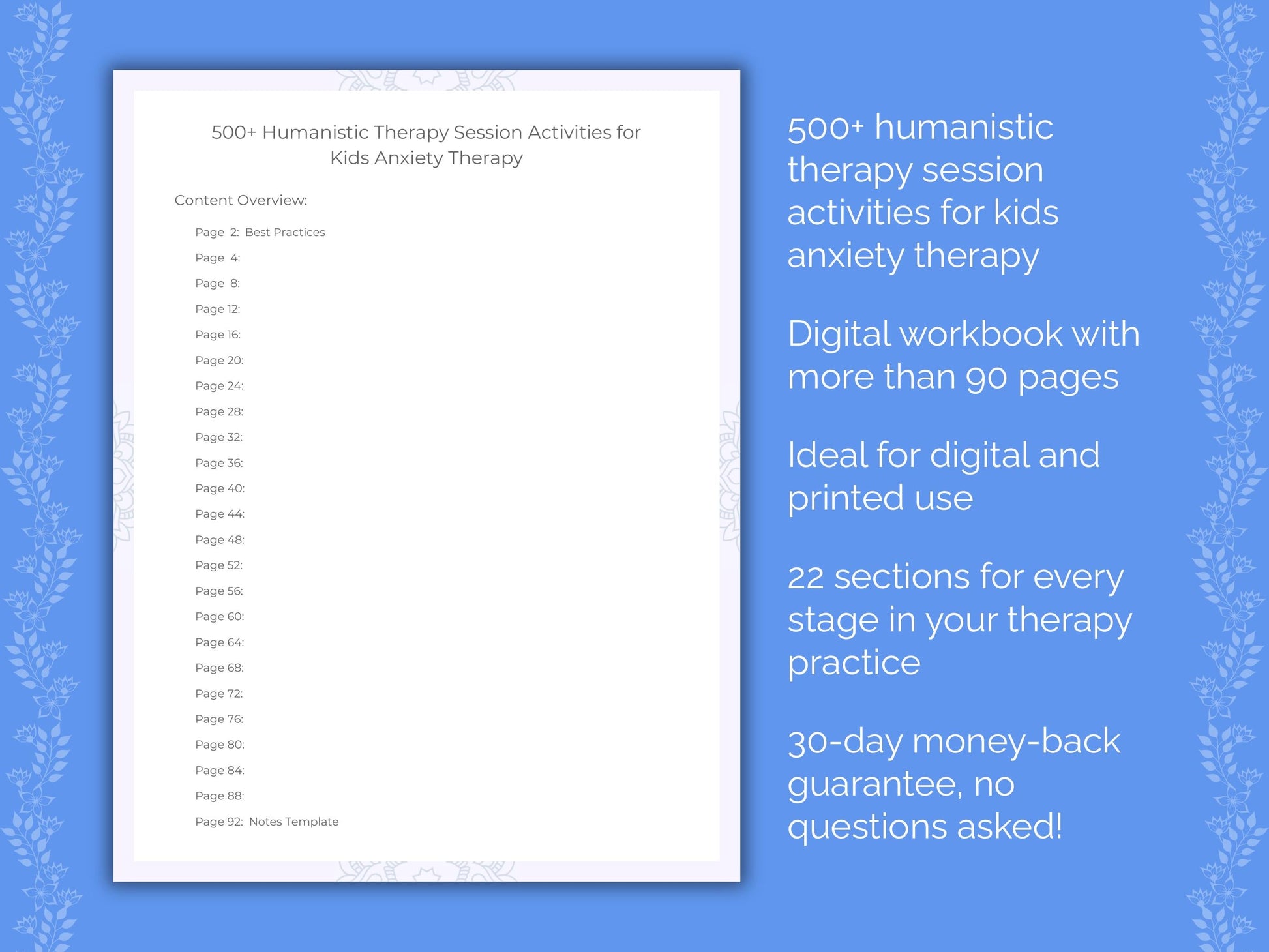 Kids Anxiety Humanistic Therapy Therapist Worksheets