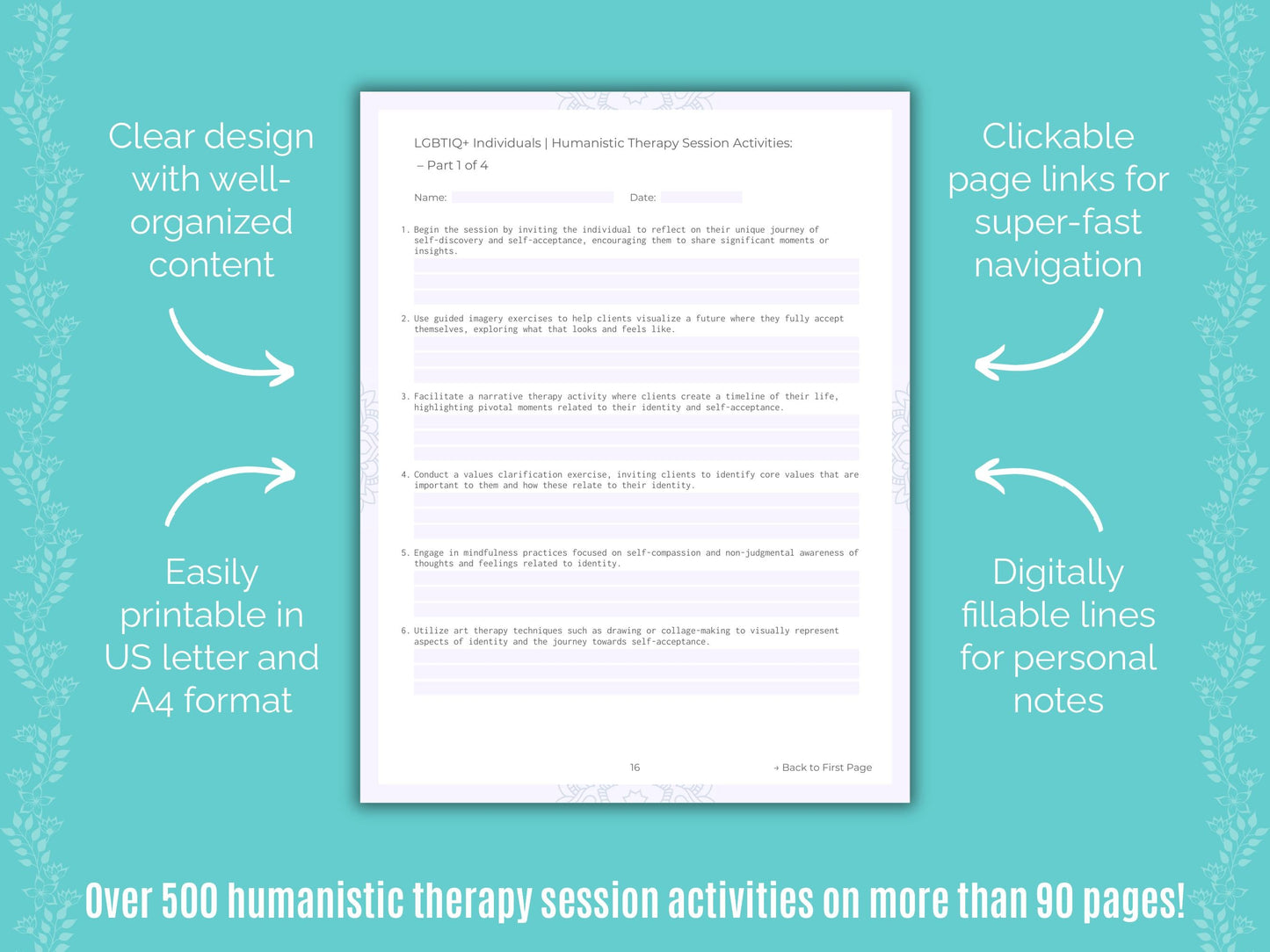 LGBTIQ+ Individuals Humanistic Therapy Counseling Templates