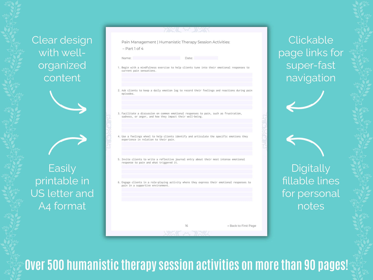 Pain Management Humanistic Therapy Counseling Templates