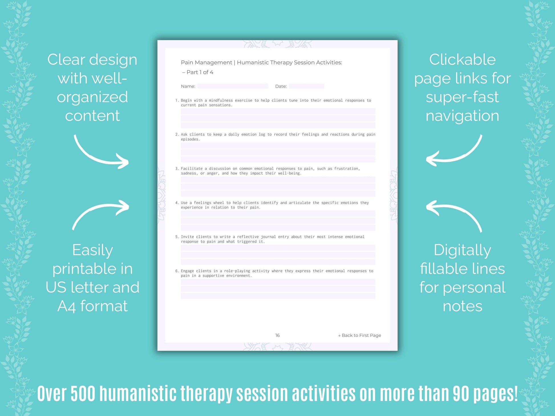 Pain Management Humanistic Therapy Counseling Templates