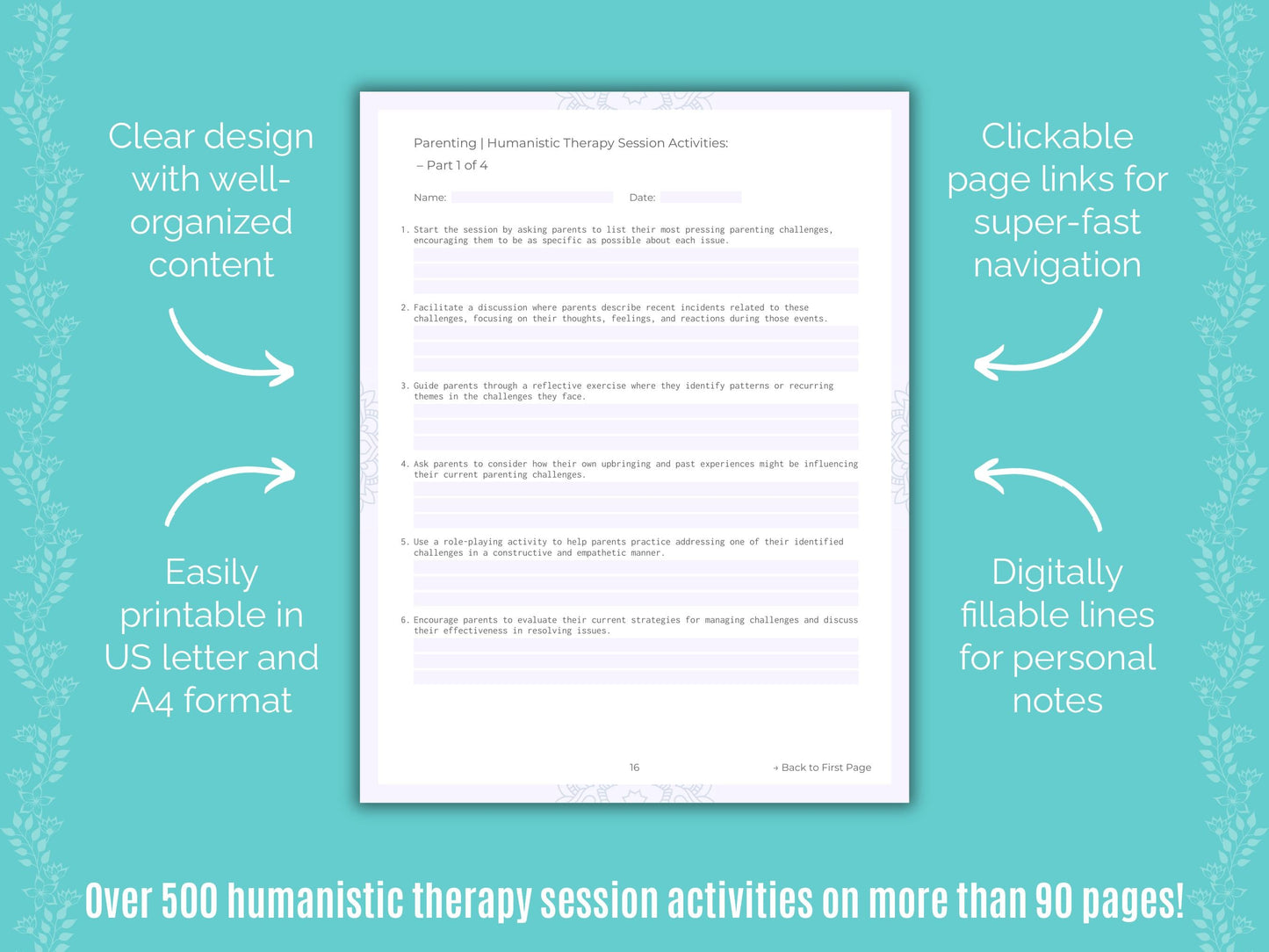 Parenting Humanistic Therapy Counseling Templates