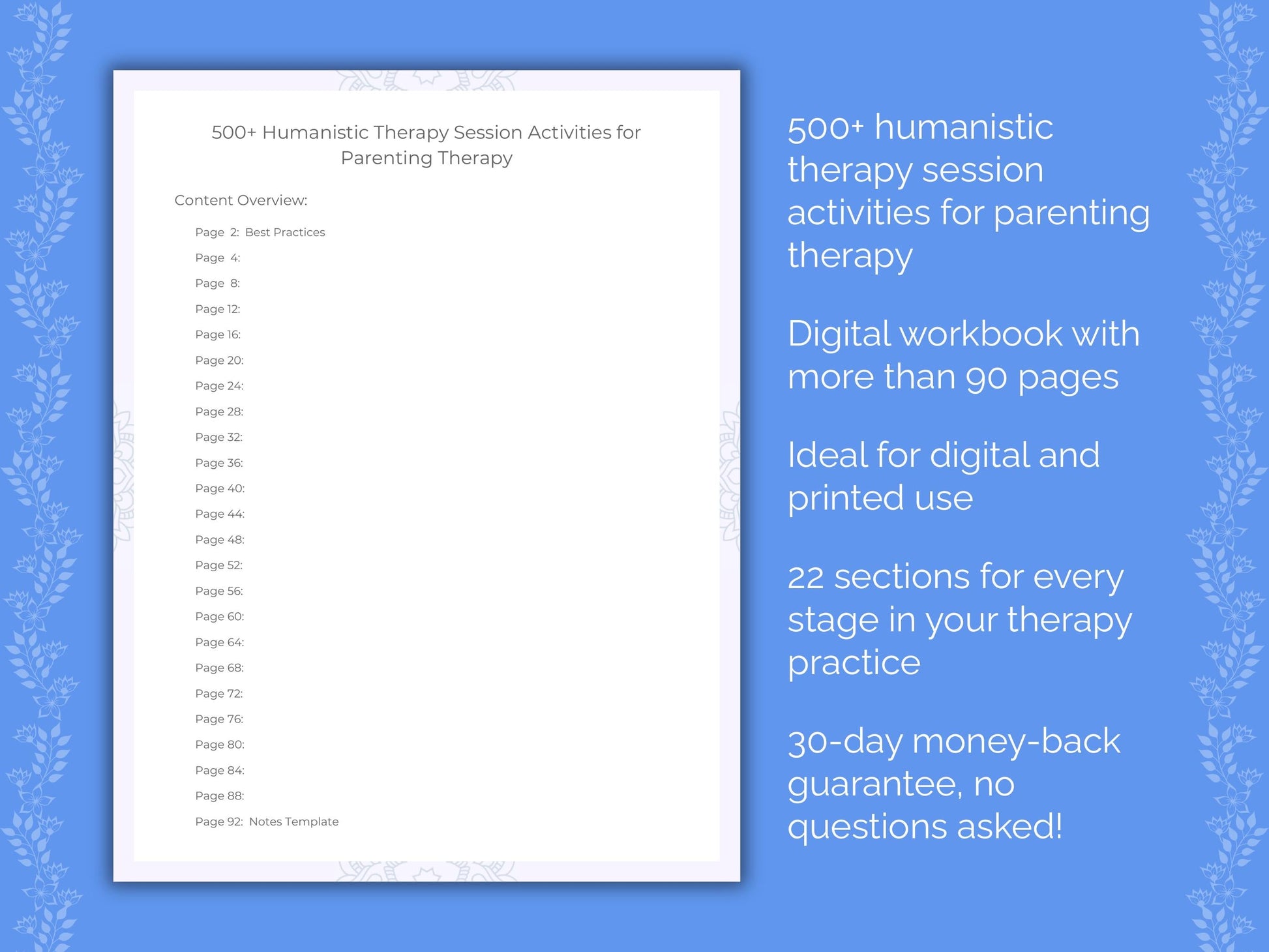 Parenting Humanistic Therapy Therapist Worksheets