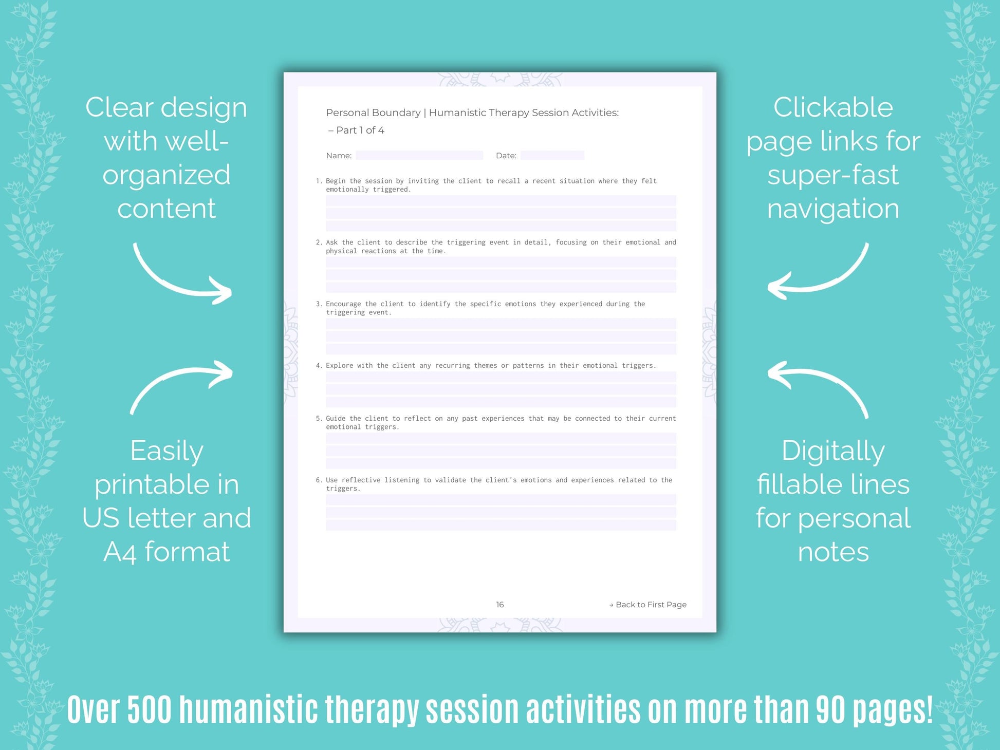 Personal Boundary Humanistic Therapy Counseling Templates