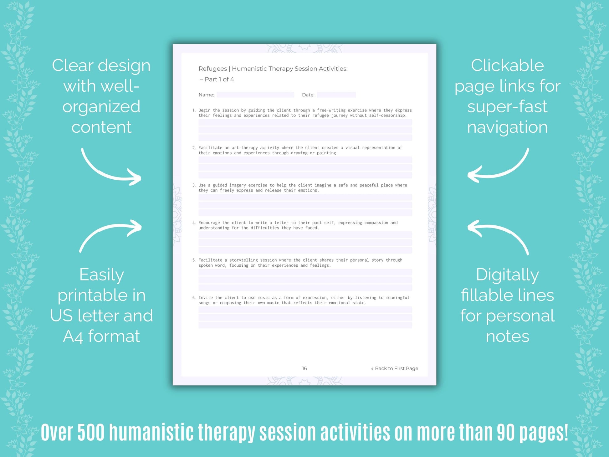 Refugees Humanistic Therapy Counseling Templates