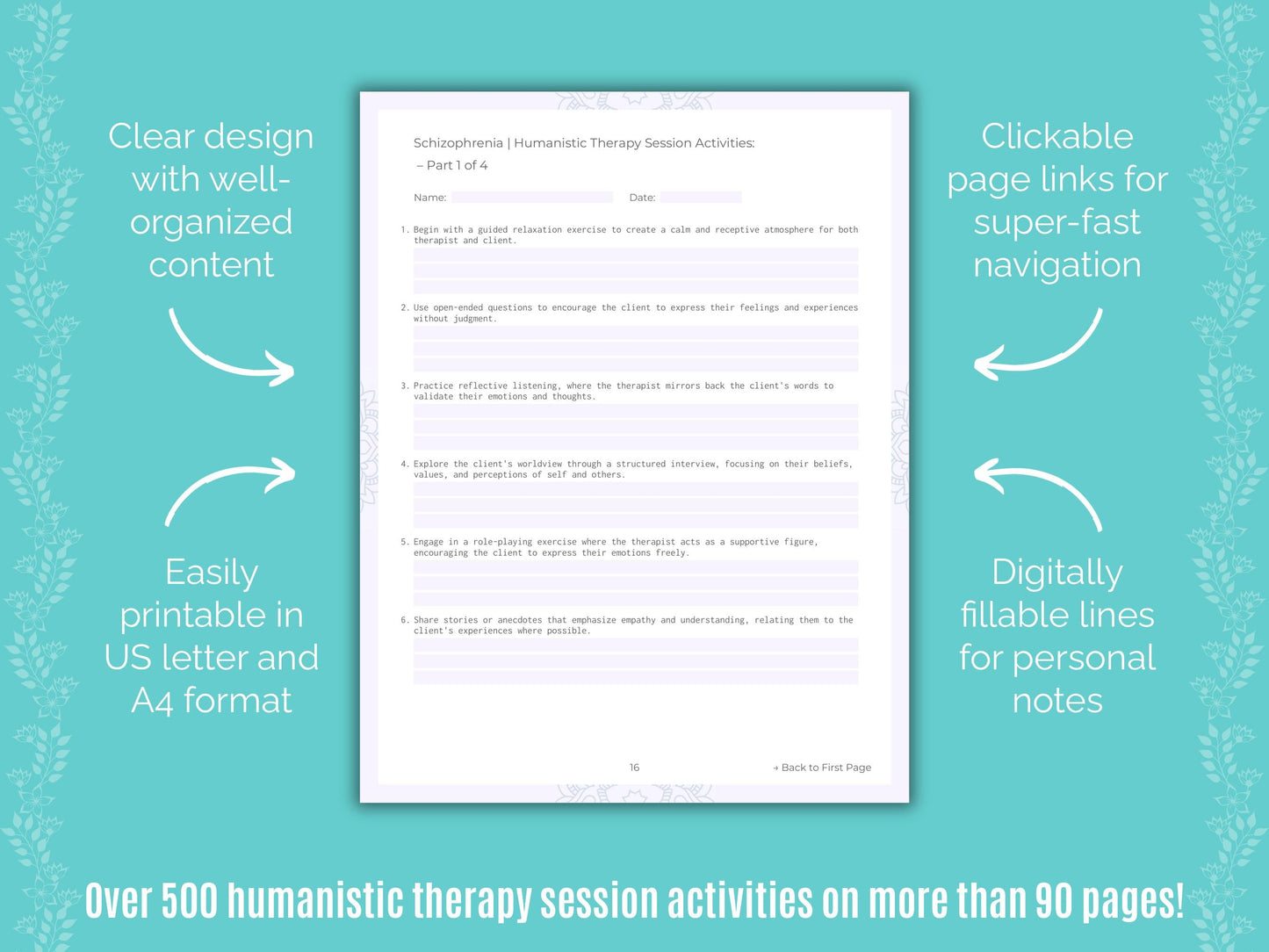 Schizophrenia Humanistic Therapy Counseling Templates