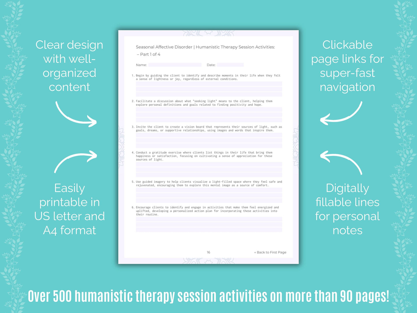 Seasonal Affective Disorder Humanistic Therapy Counseling Templates