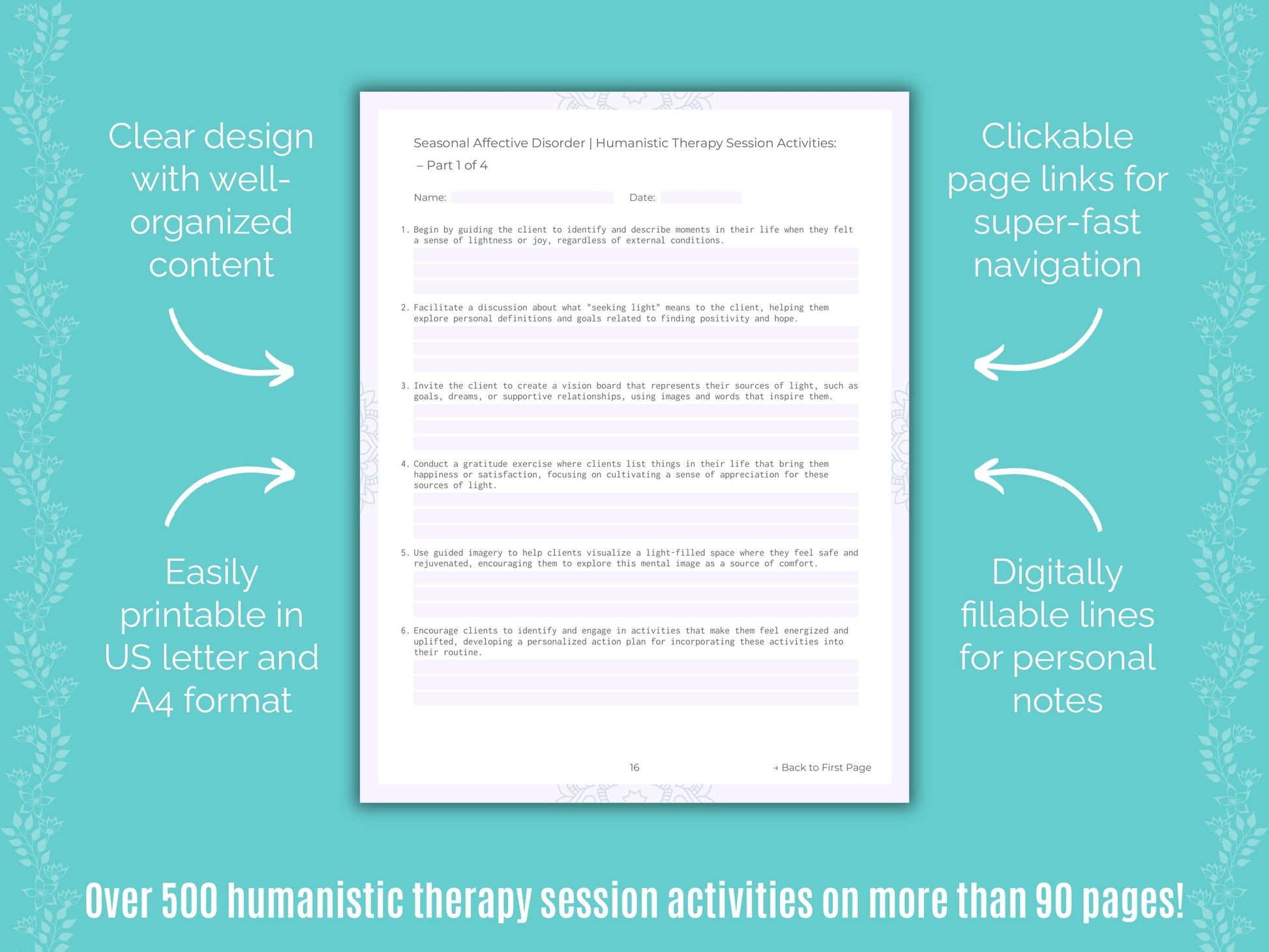 Seasonal Affective Disorder Humanistic Therapy Counseling Templates