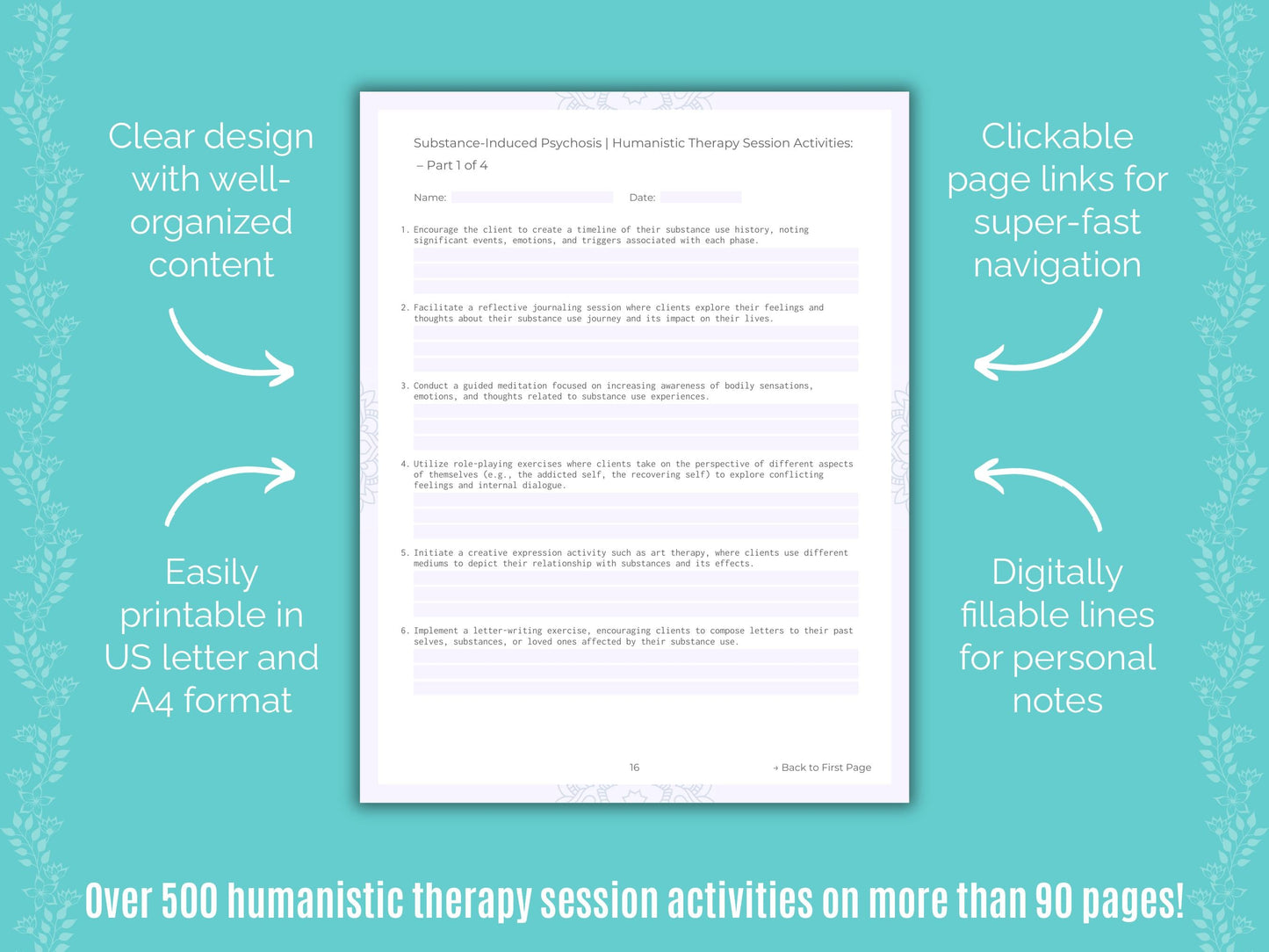 Substance-Induced Psychosis Humanistic Therapy Counseling Templates