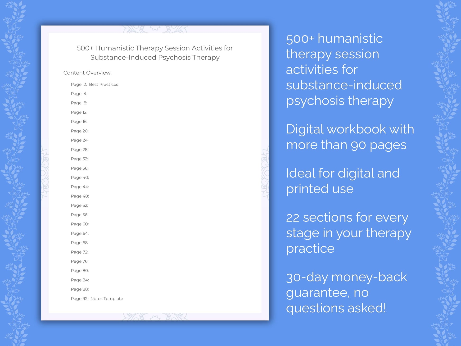 Substance-Induced Psychosis Humanistic Therapy Therapist Worksheets