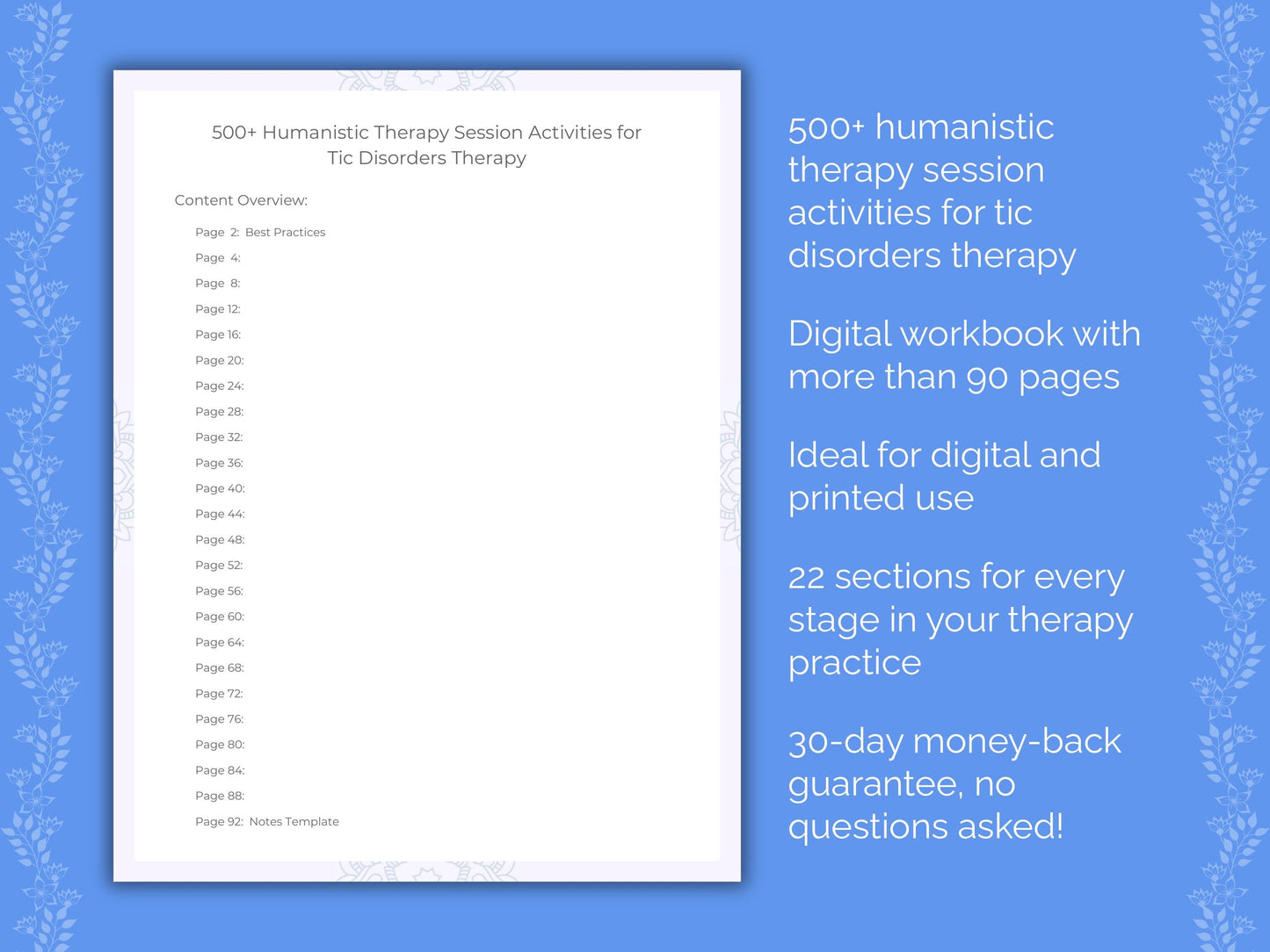 Tic Disorders Humanistic Therapy Therapist Worksheets