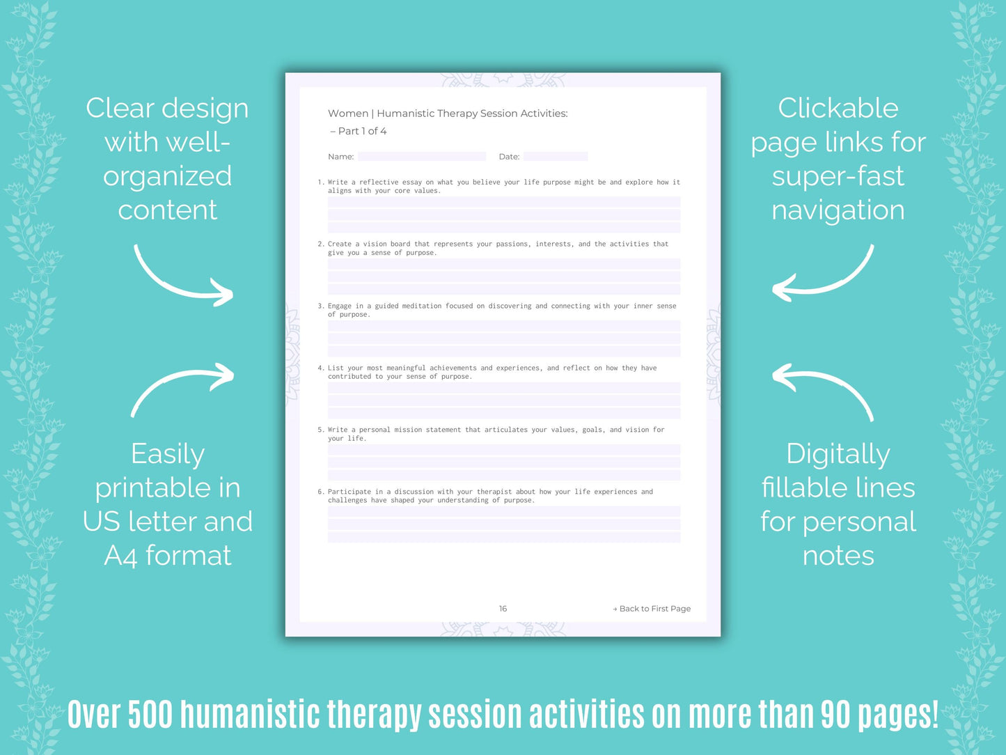 Women Humanistic Therapy Counseling Templates