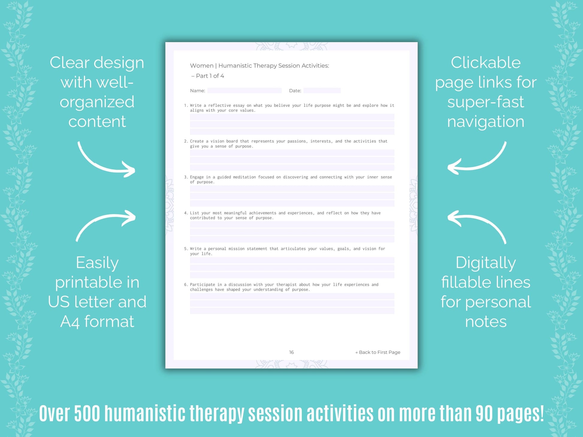 Women Humanistic Therapy Counseling Templates