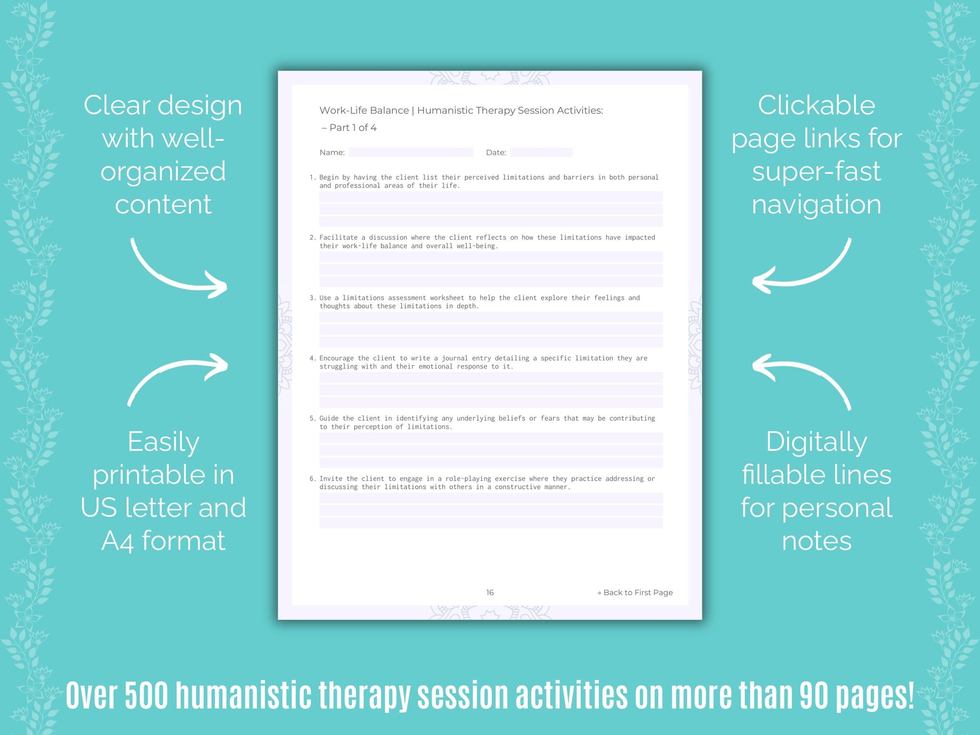 Work-Life Balance Humanistic Therapy Counseling Templates