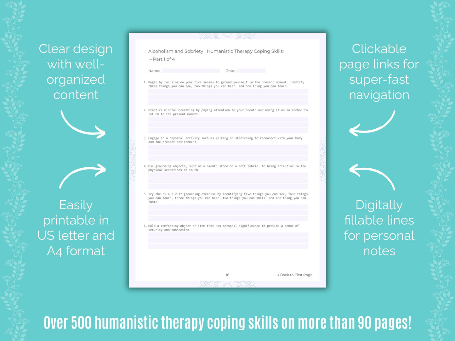 Alcoholism and Sobriety Humanistic Therapy Counseling Templates